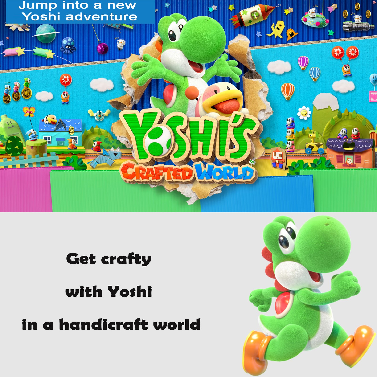 Yoshi’s Crafted World, Nintendo Switch, Thumb Grips (8 pack), Game case & Cloth