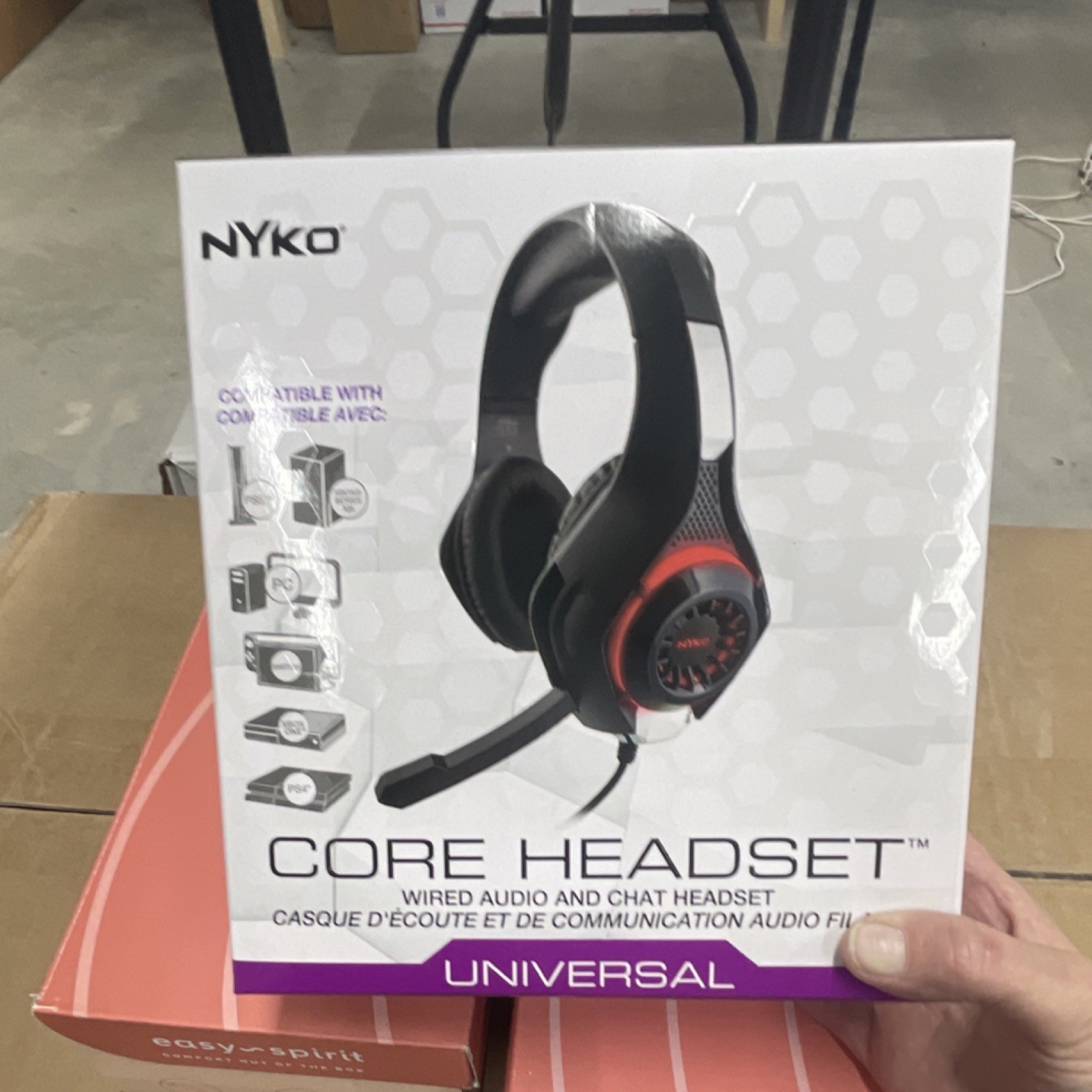 Nyko Core Headset Wired Double Ear-Cup Over the Ear Headband Boom Mic Black Red