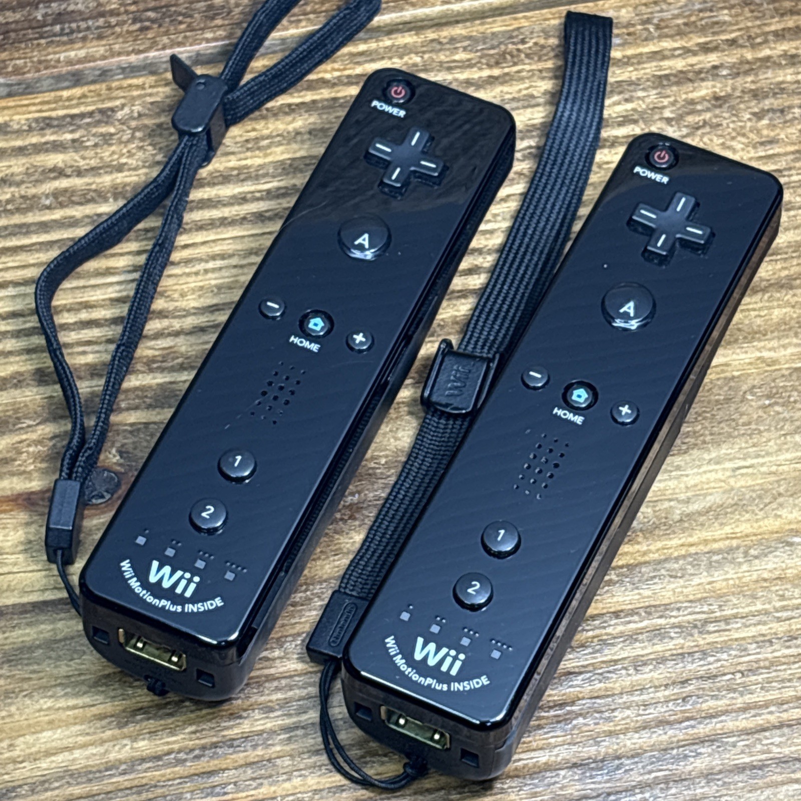 (2) OEM Nintendo Wii Motion Plus Remote Controller Black RVL-036 Tested