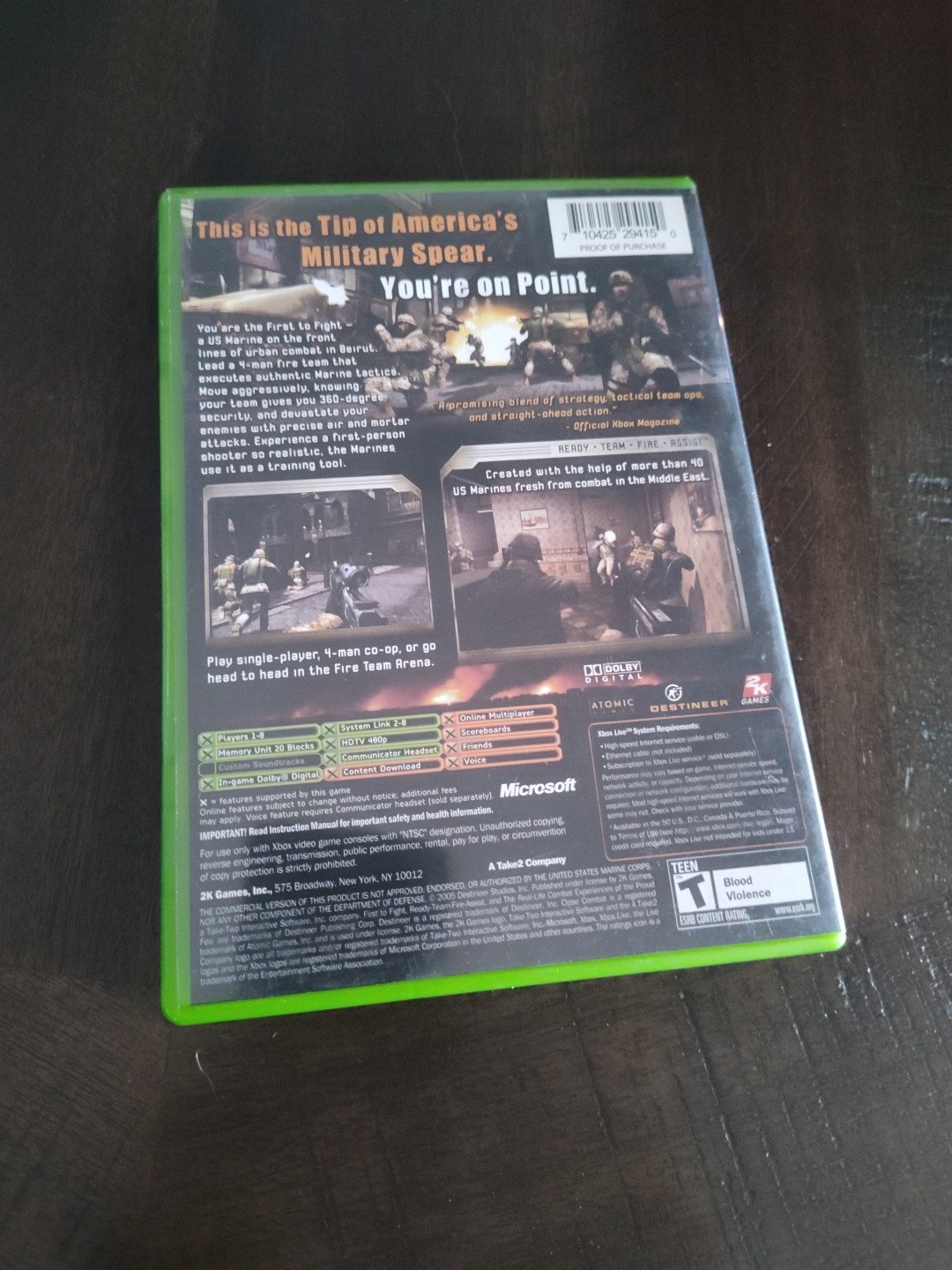 First to Fight United States Marines Microsoft Xbox Video Game CIB Complete