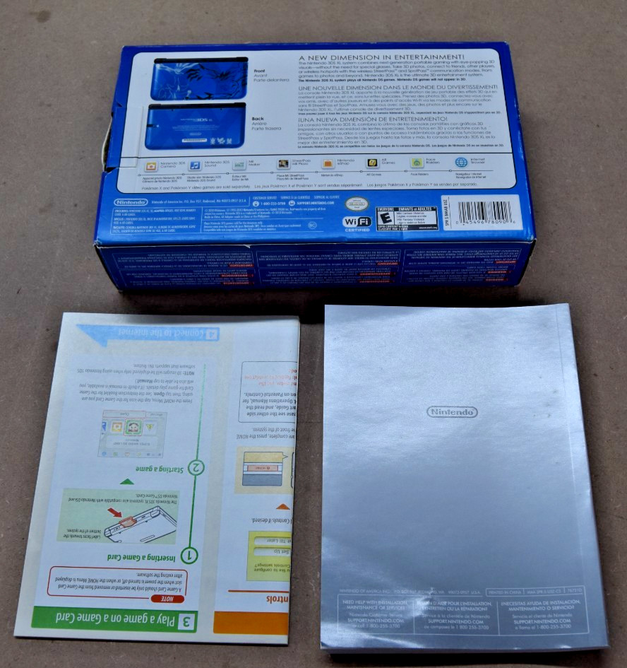 Nintendo 3ds XL Pokémon Blue edition w booklets Manuals BOX ONLY #2101