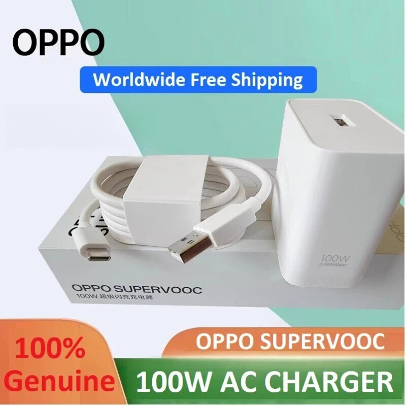 OPPO SUPERVOOC 100W Fast AC Charger + USB Cable for OnePlus Vivo Realme Mobiles