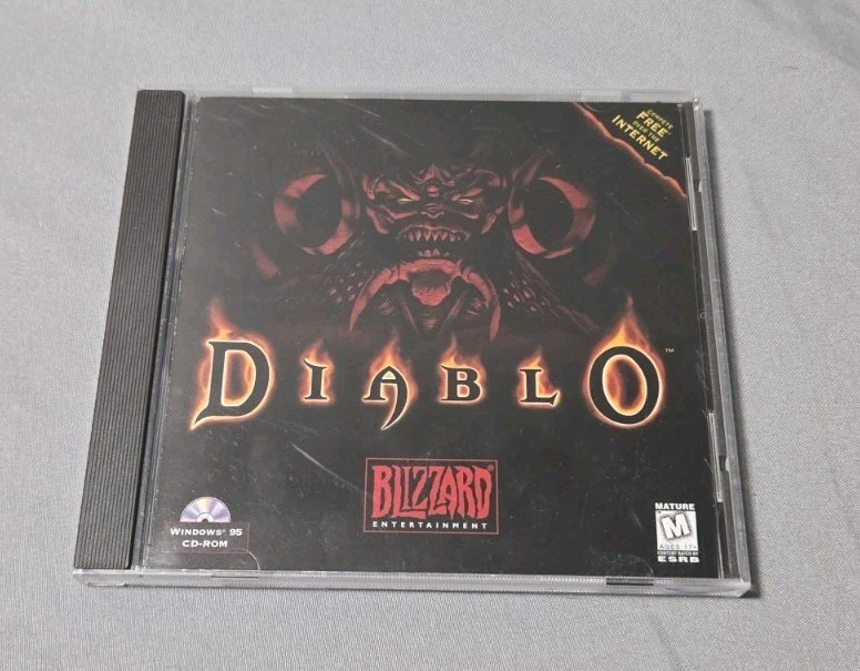 Rare Diablo PC Computer CD-ROM 1998 COMPLETE Blizzard Windows 95 Rated M HTF OOP