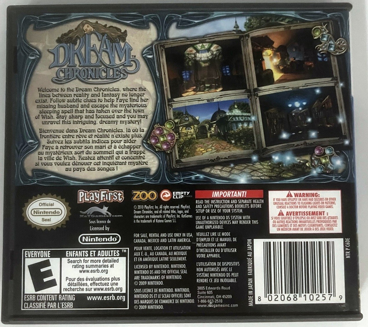 Dream Chronciles Nintendo DS 2010 Video Game Cartridge & Manual Included