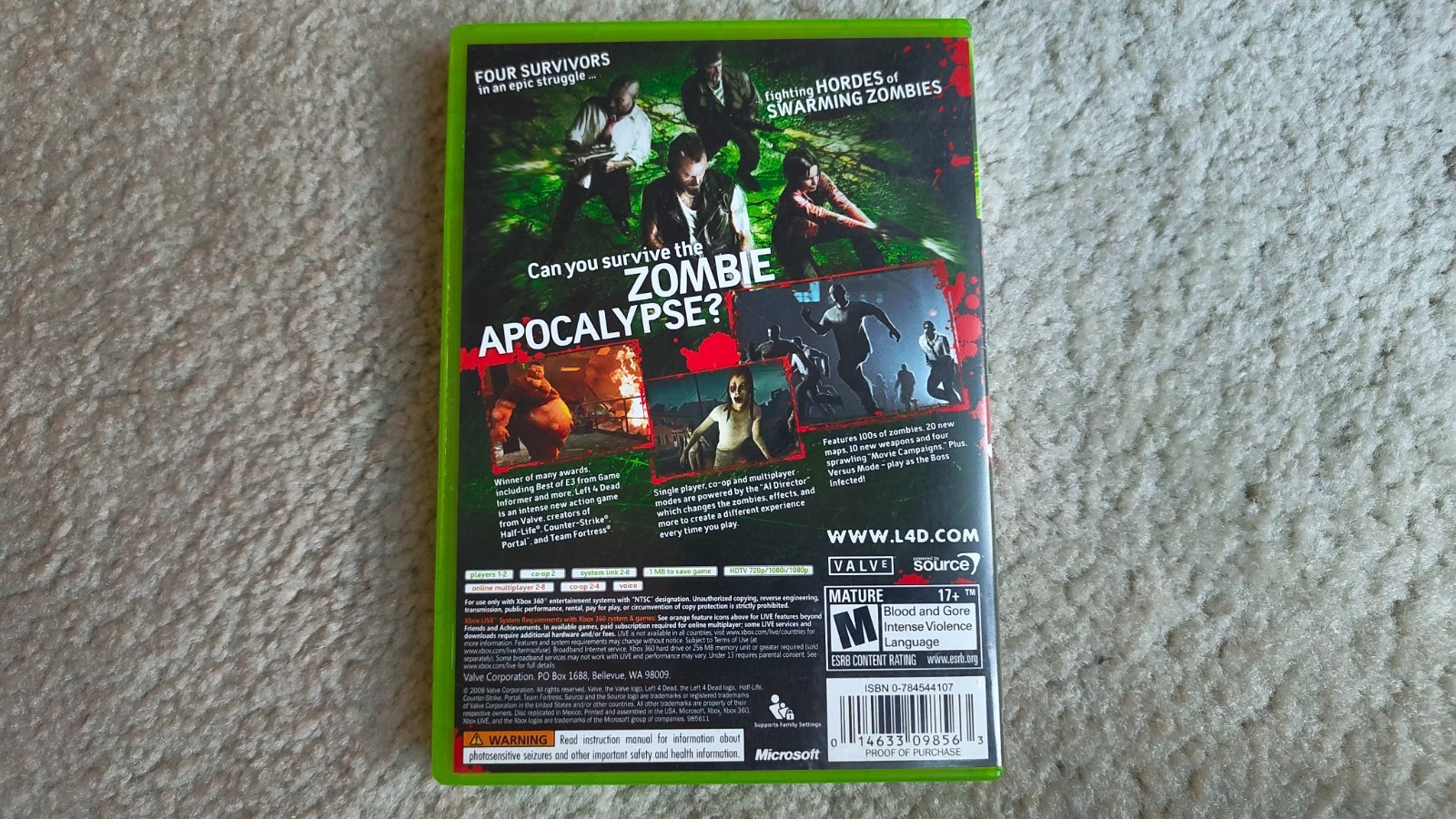Left 4 Dead (Xbox 360) Game & Case – No Manual Tested