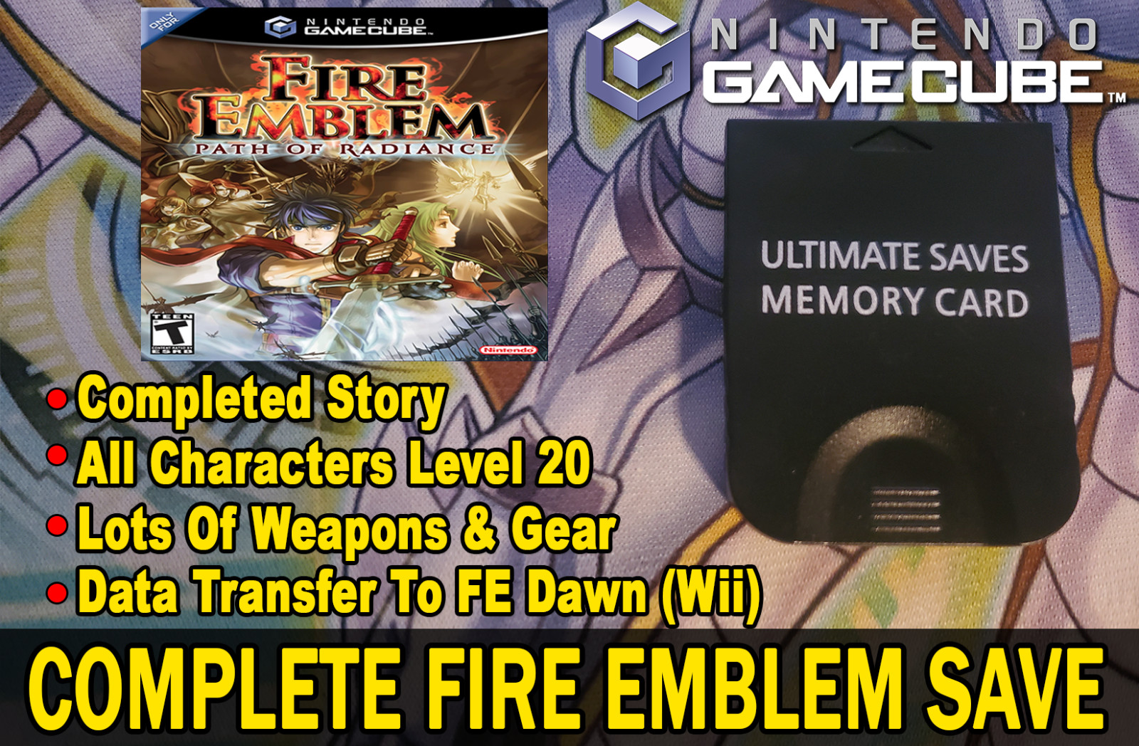 Fire Emblem Path Of Radiance Completed Ṥave Memory Card! (NO GAME)