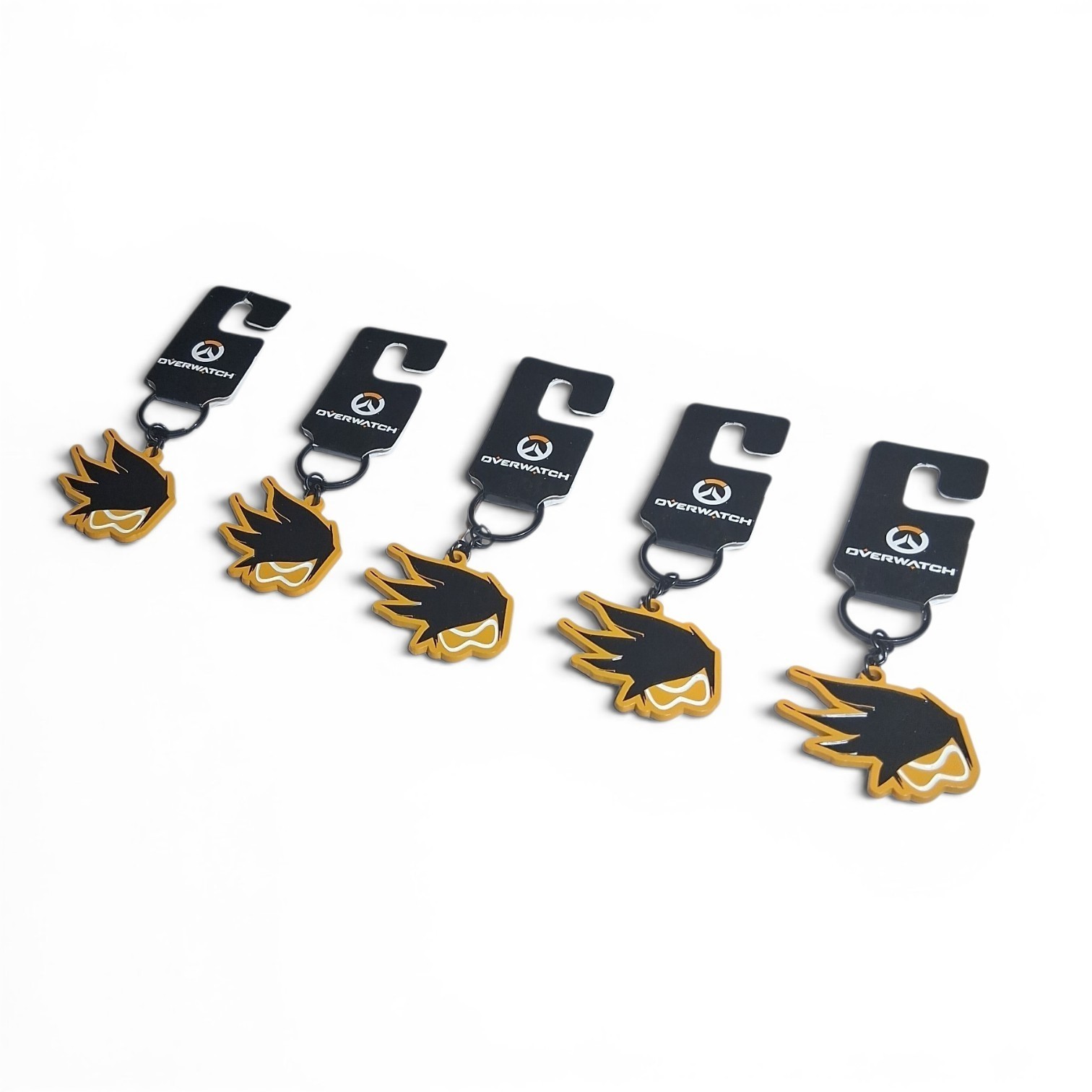 5 PK OVERWATCH TRACER HEAD LOGO SPRAY KEYCHAIN 2018 LICENSED BLIZZARD