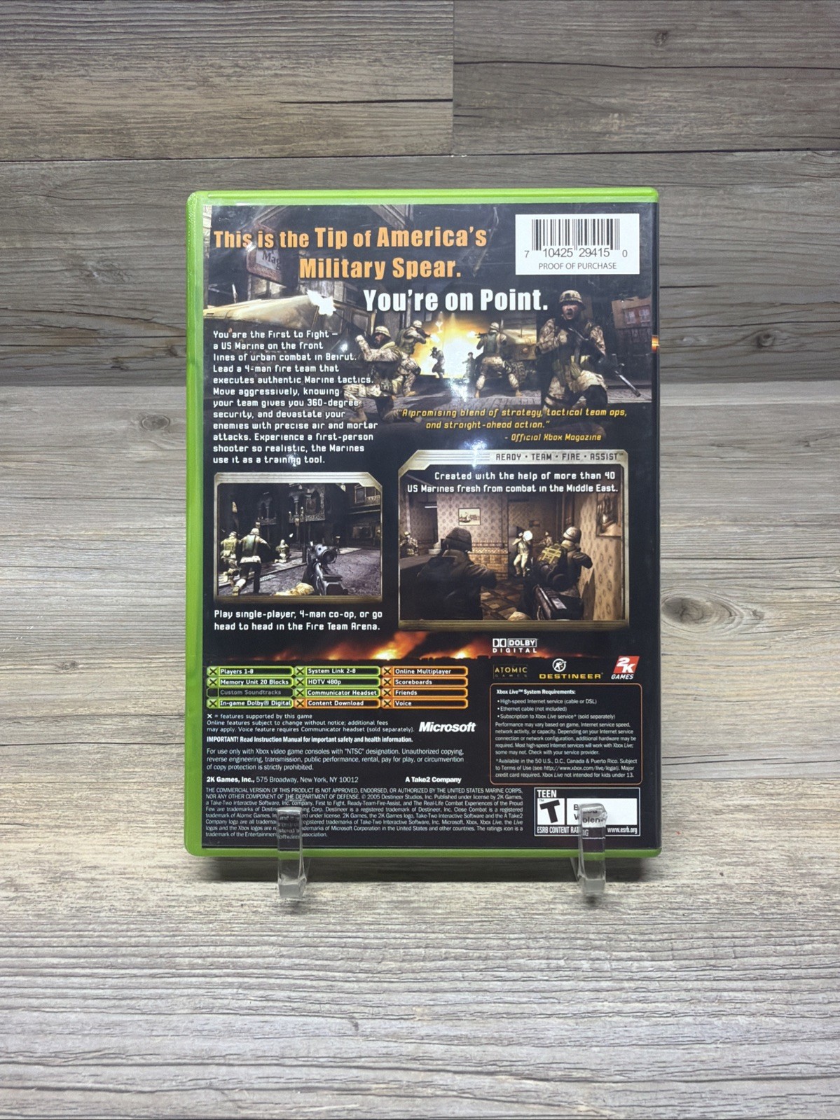 Close Combat: First to Fight Xbox 2005 Registration Card Included Tested Read !!