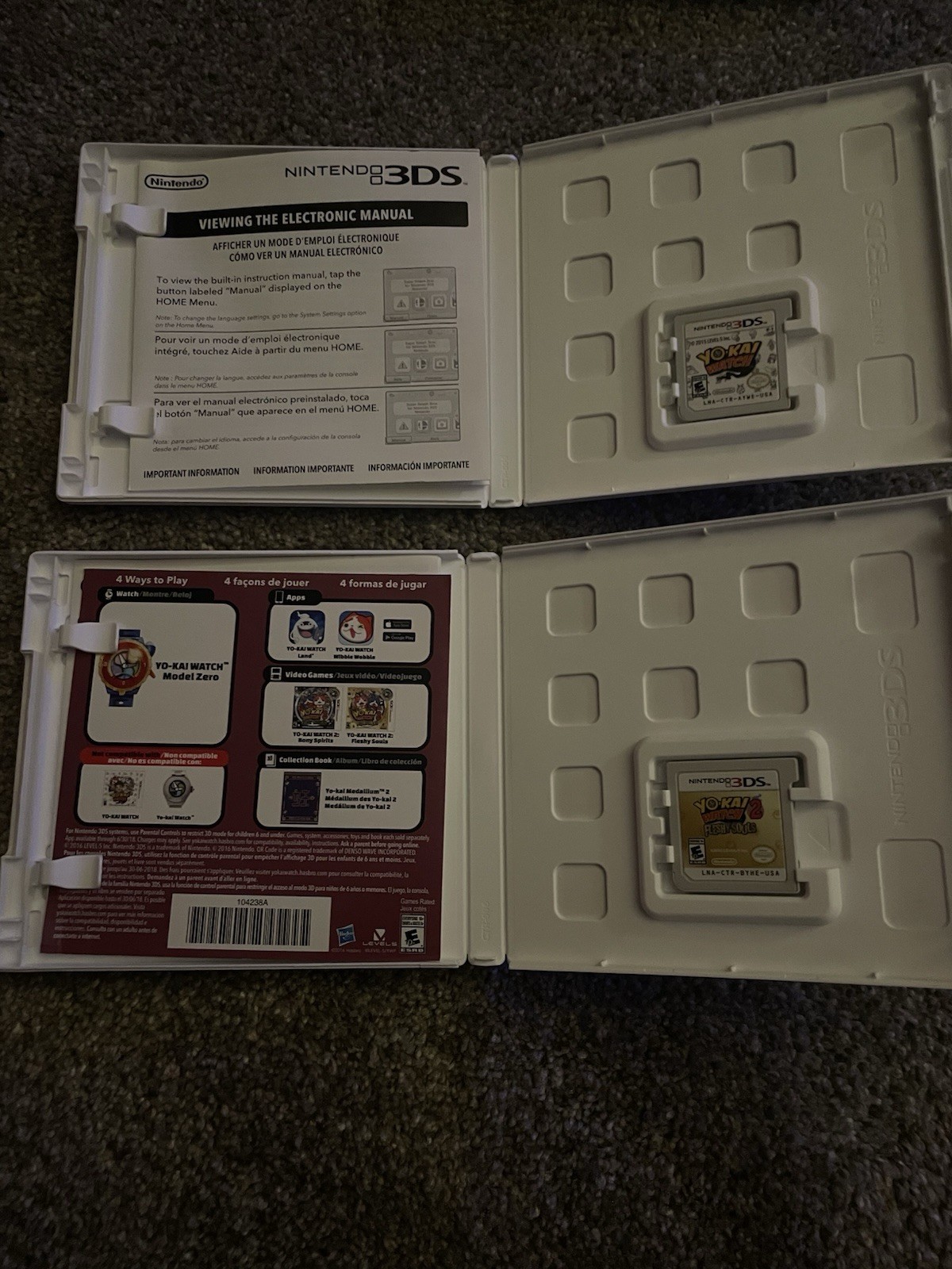 Yo Kai Watch 1 And 2 Fleshy Souls Nintendo 3DS Both Tested