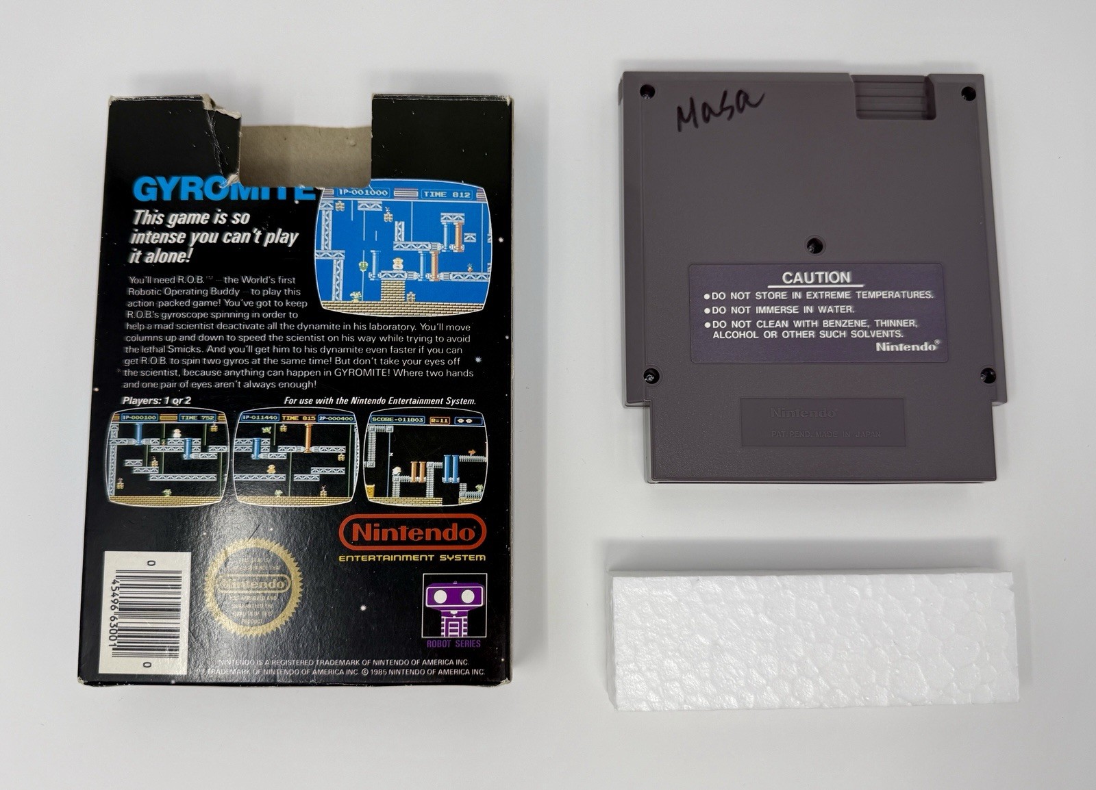 Gyromite First Print Matte Sticker Box and Game Only NO MANUAL READ Nintendo NES