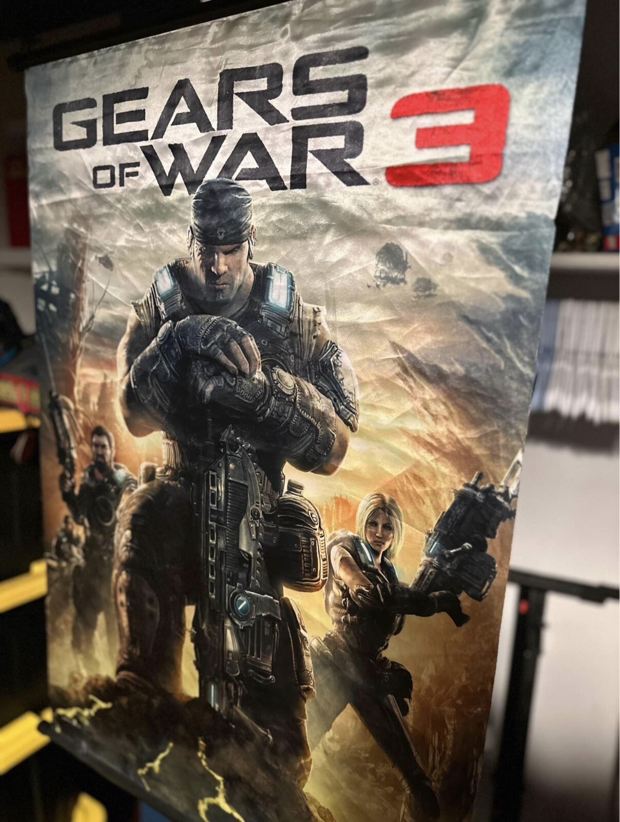 Gears Of War 3 Silk Fabric Wall Scroll 32” X 22” Neca Xbox 2010 Epic Games