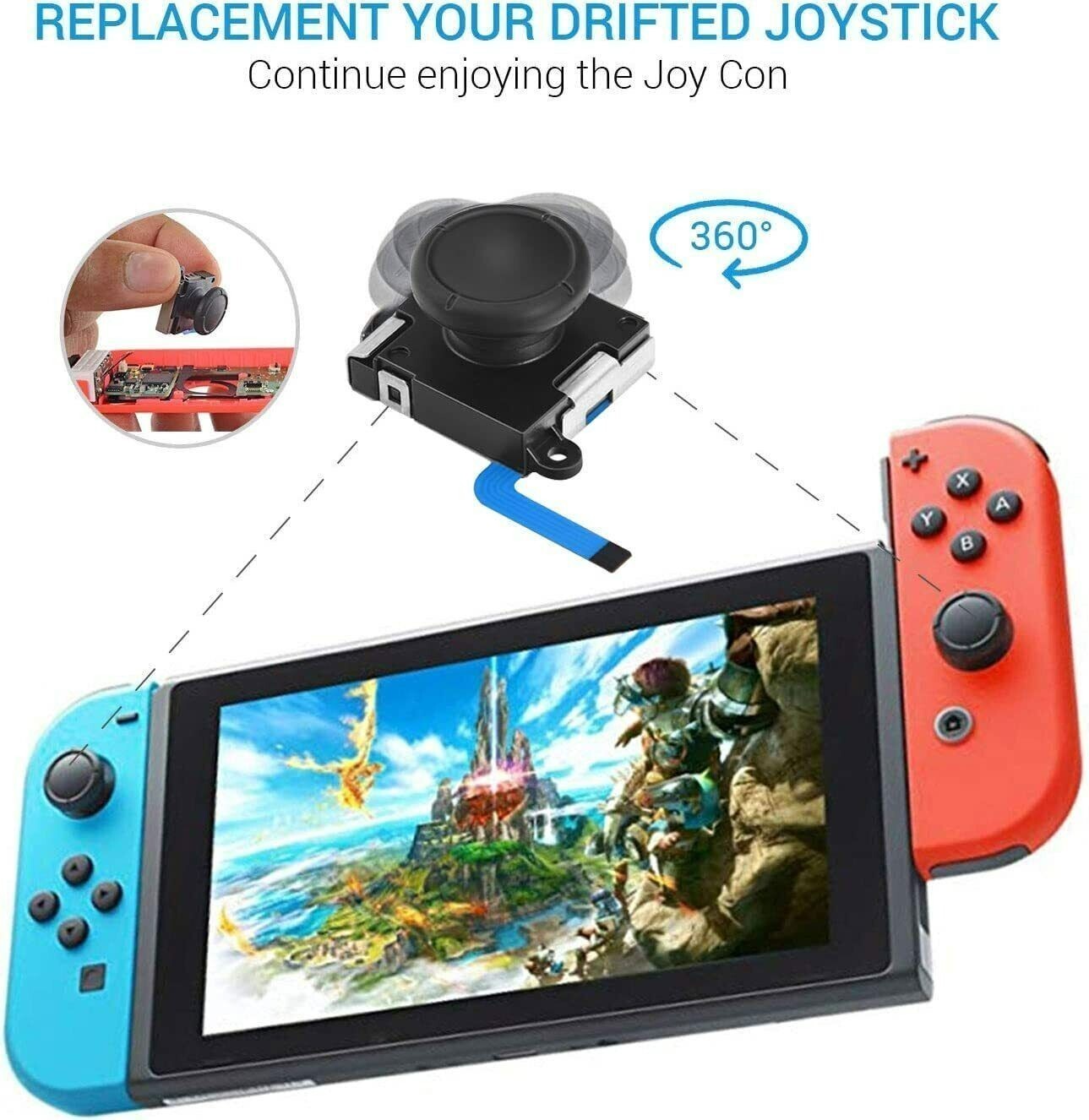 20X Thumbstick Joy-Con Joystick Stick For Nintendo Switch / Lite Joycon [Black]