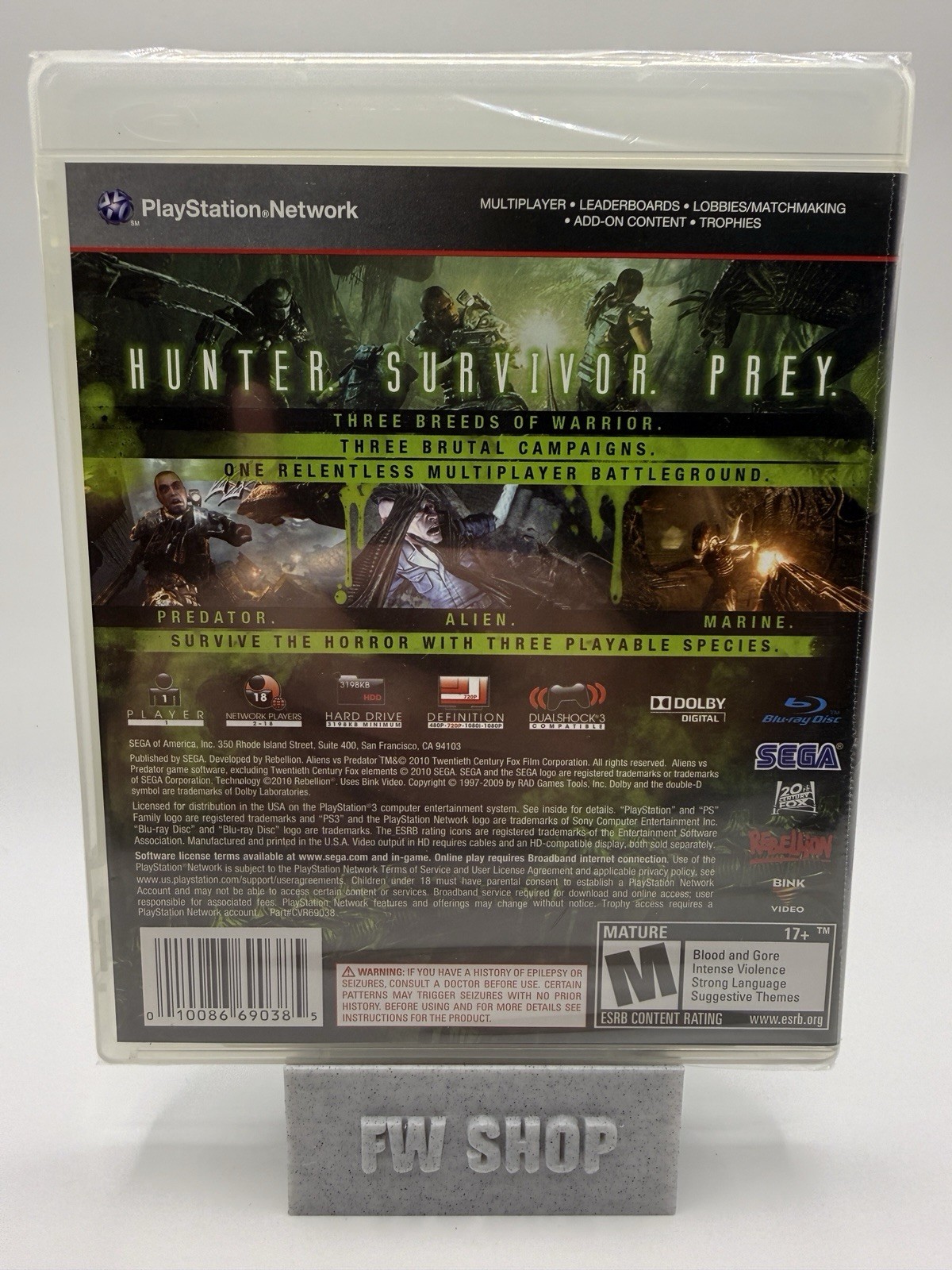 Aliens vs Predator PS3 Sega Mature 17+ Shooter Brand New Sealed