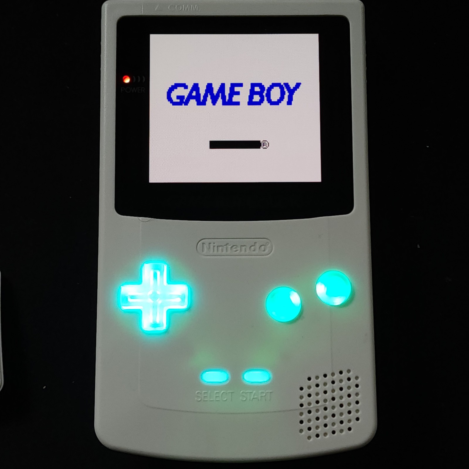 GameBoy Color GBC White Backlit OLED Screen, Color Changing Buttons/Logo