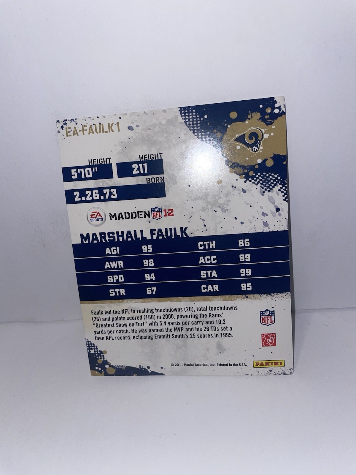 EA Madden NFL 13 Xbox 360 E NTSC-U/C 2012 + Signed Marshall Faulk Panini Card