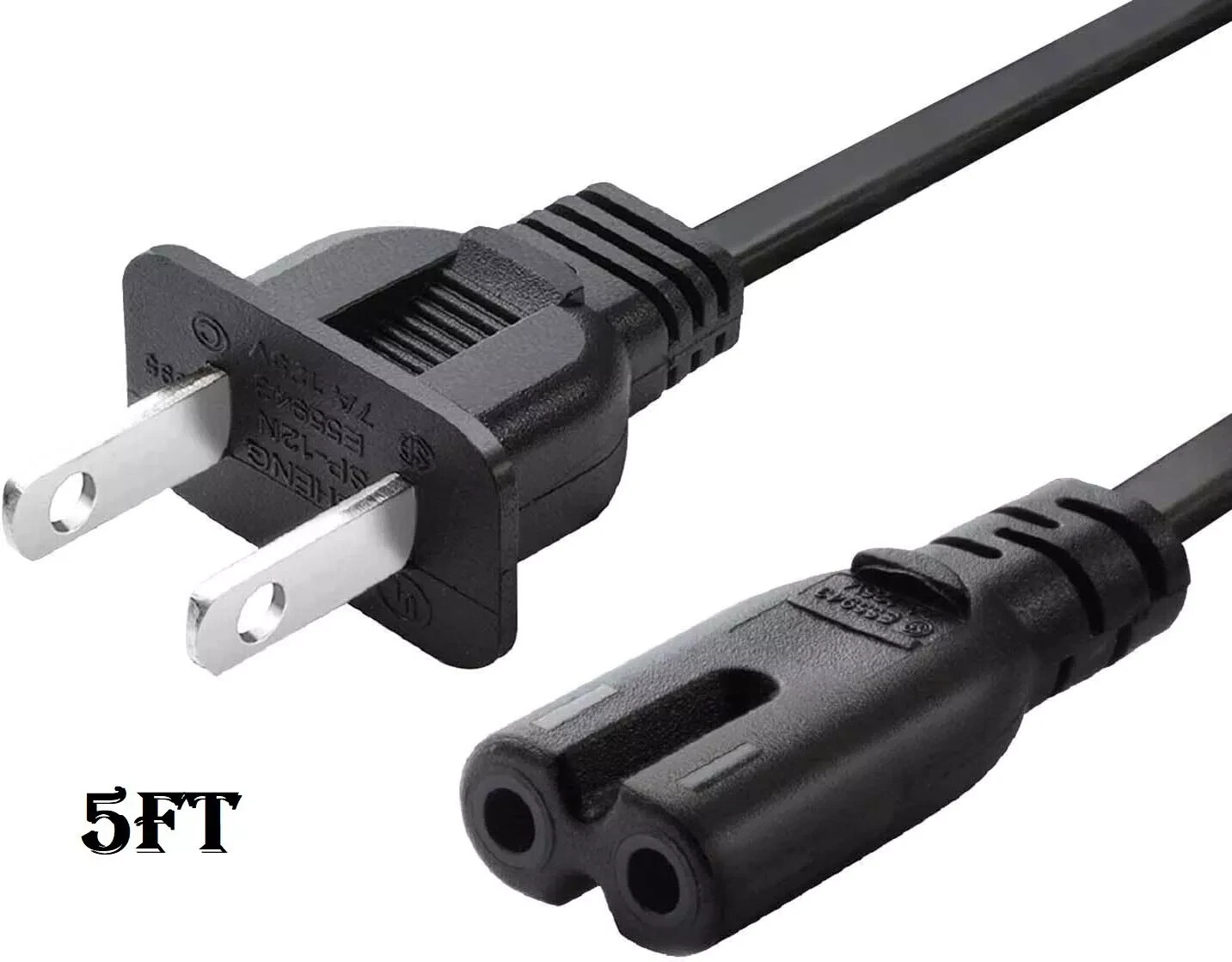 5ft AC Power Cord Cable Sony PlayStation 4 PS4 PS2 PS3 Slim 2-Prong Port New