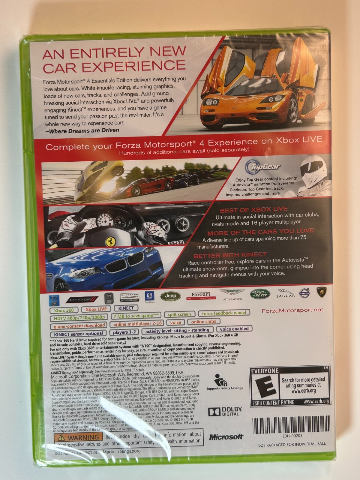 Forza Motorsport 4 Essentials Edition Xbox 360 New Sealed Kinect