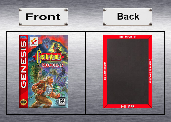 Castlevania Bloodlines Video Game Box Art Sega Genesis High Quality Magnet