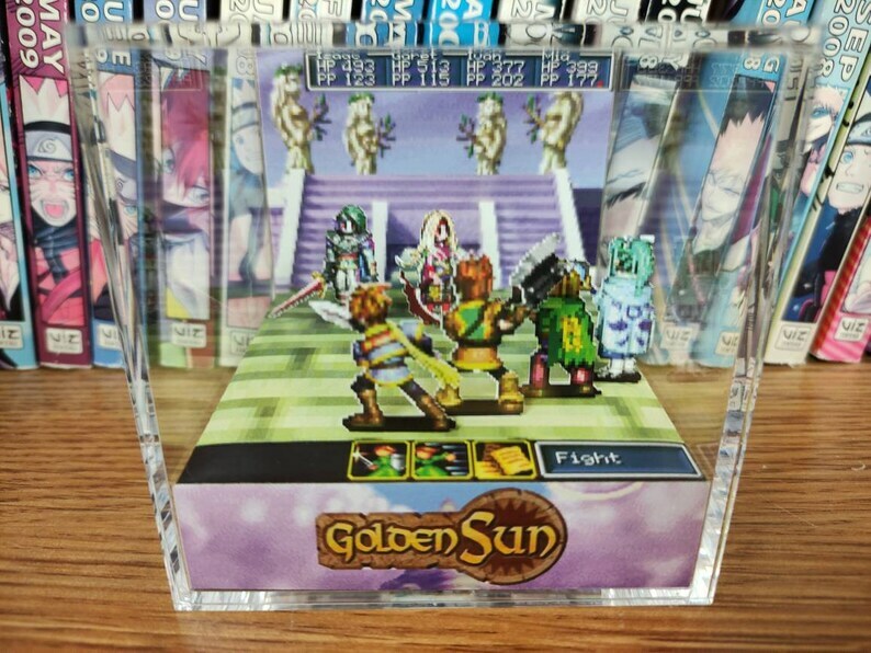 Golden Sun Saturos Menardi Handmade Diorama – Gameboy Gaming Cube – Fanart