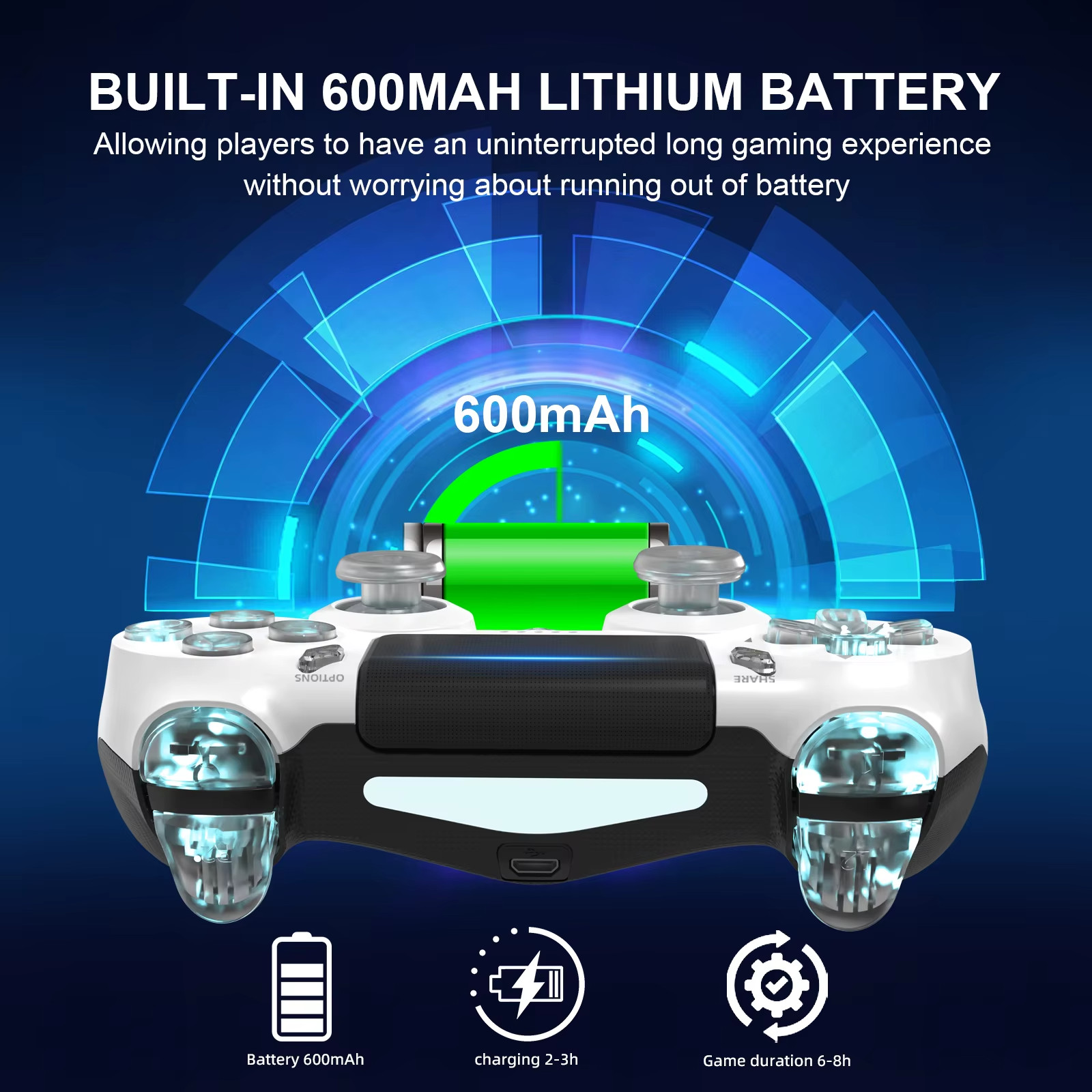 Bluetooth Wireless Gamepad Compatible With PS4 PS3 Computer PC RGB Controller