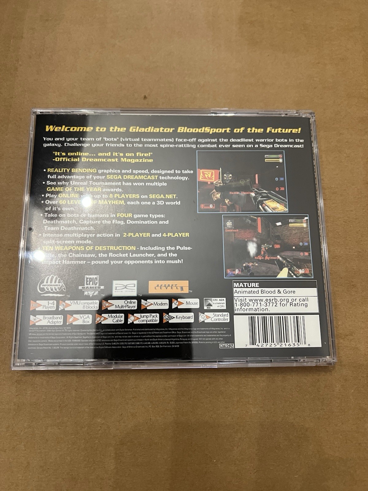 Sega Dreamcast Unreal Tournament Complete Video Game 2001 with Manual Tested