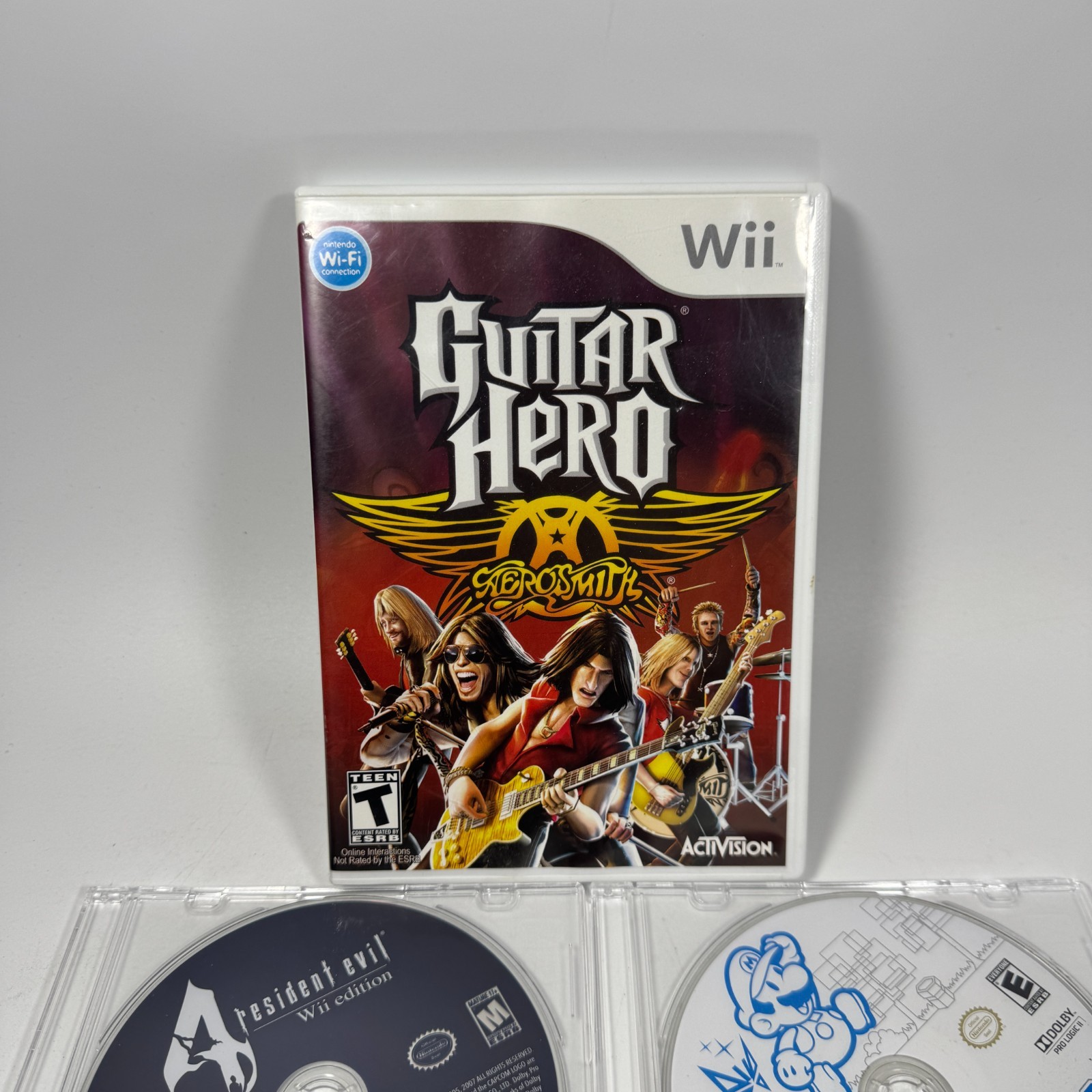 Nintendo Wii Game Assorted Game Bundle Lot of 5 Guitar Hero Super Mario & MORE
