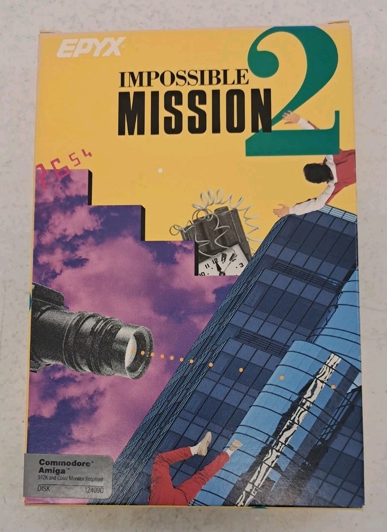 No Disk! Epyx Impossible Mission 2 Box-Manual-Command Card-1988 Commodore Amiga