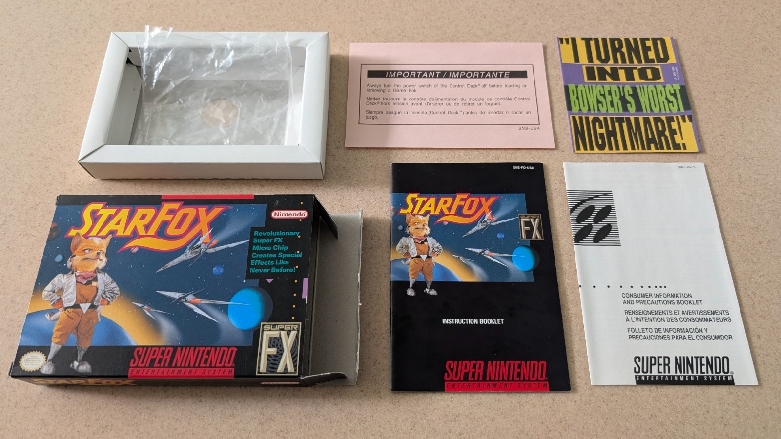 Star Fox Super Nintendo SNES Box Manual *NO GAME CARTRIDGE INCLUDED*