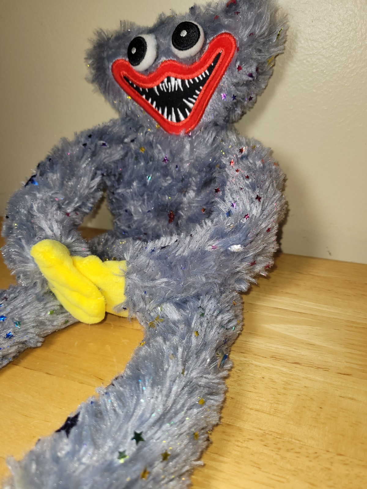 Poppy Playtime Gray Huggy Wuggy Starry Fur Plush Stuffed Animal Hug Hands