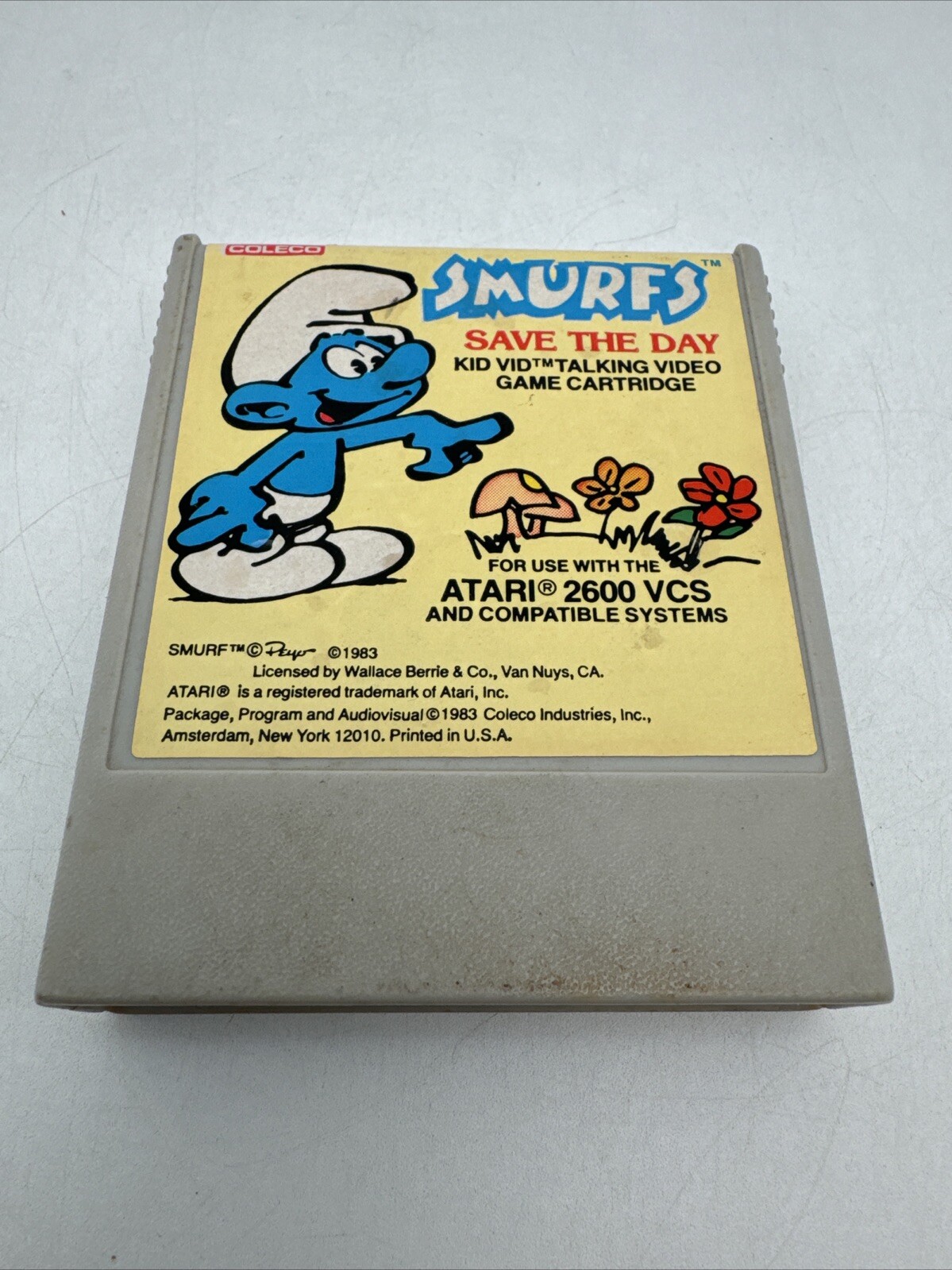 Smurfs Save the Day Atari 2600 1983 Coleco Kid Vid Talking Game Cartridge Works