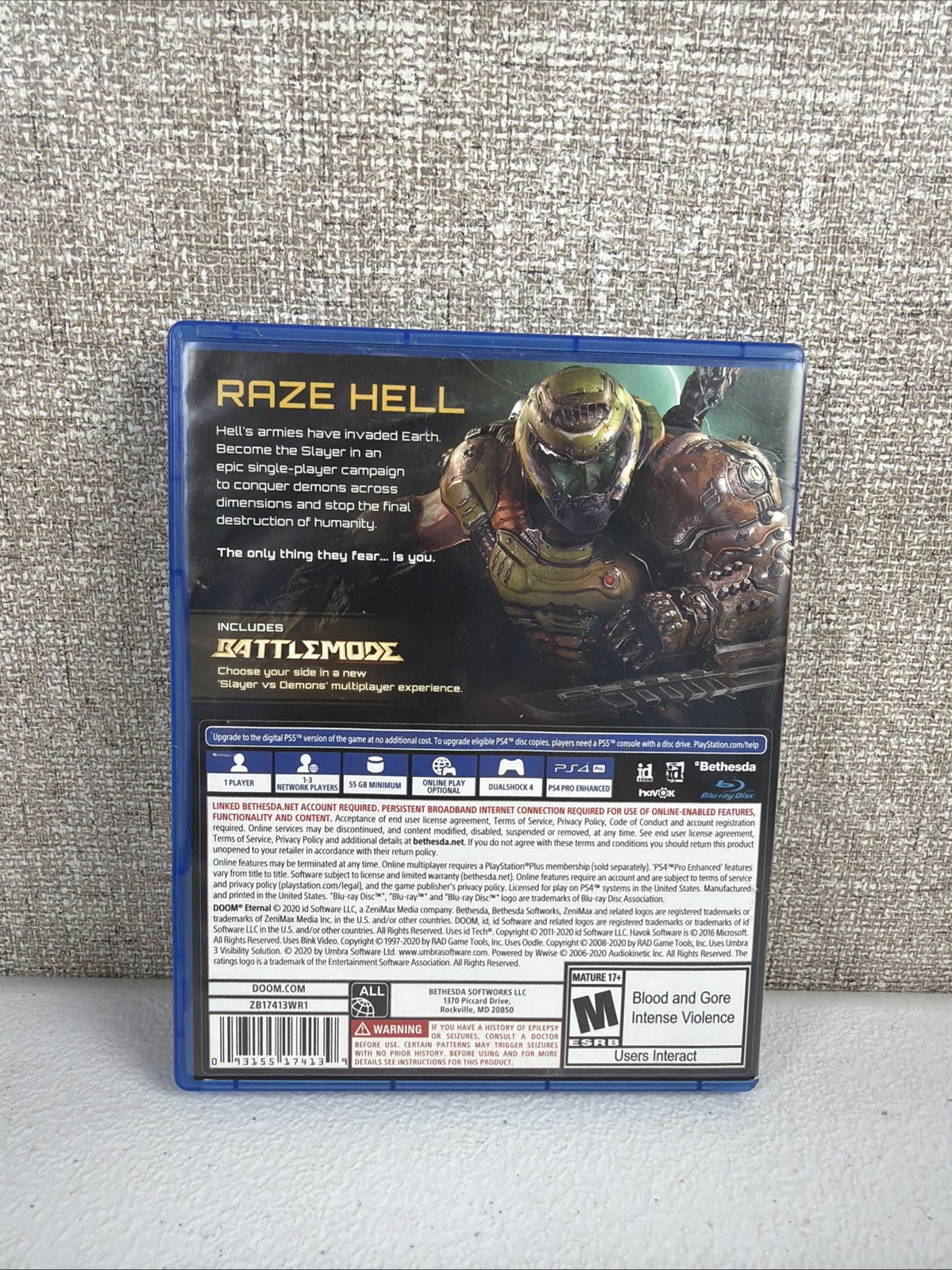 Doom Eternal – Sony PlayStation 4 Complete Tested W/ Collectors Case
