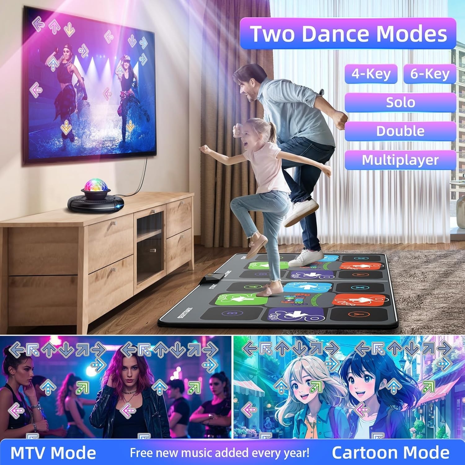Musical Dance Mat for Kids & Adults – 65.4″ Wireless Gaming Fun for Families