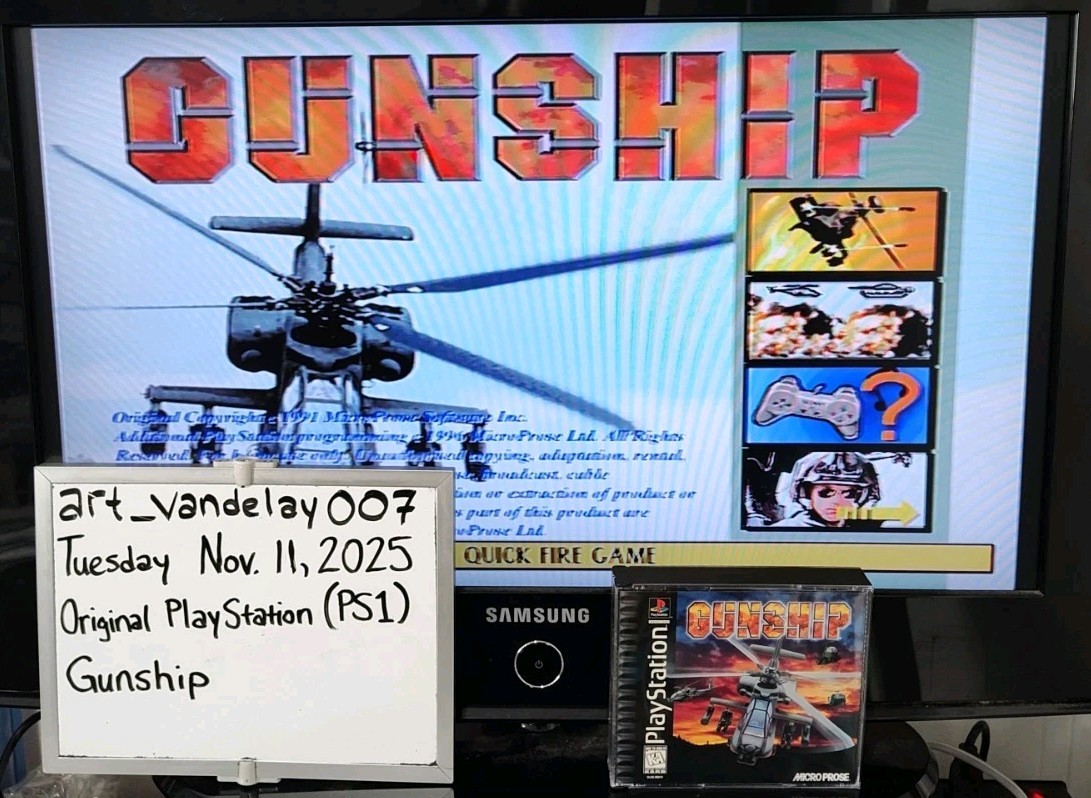 Gunship (PS1, 1996) *CIB w/ Reg Card + Case Protector* NM* Black Label* Tested!