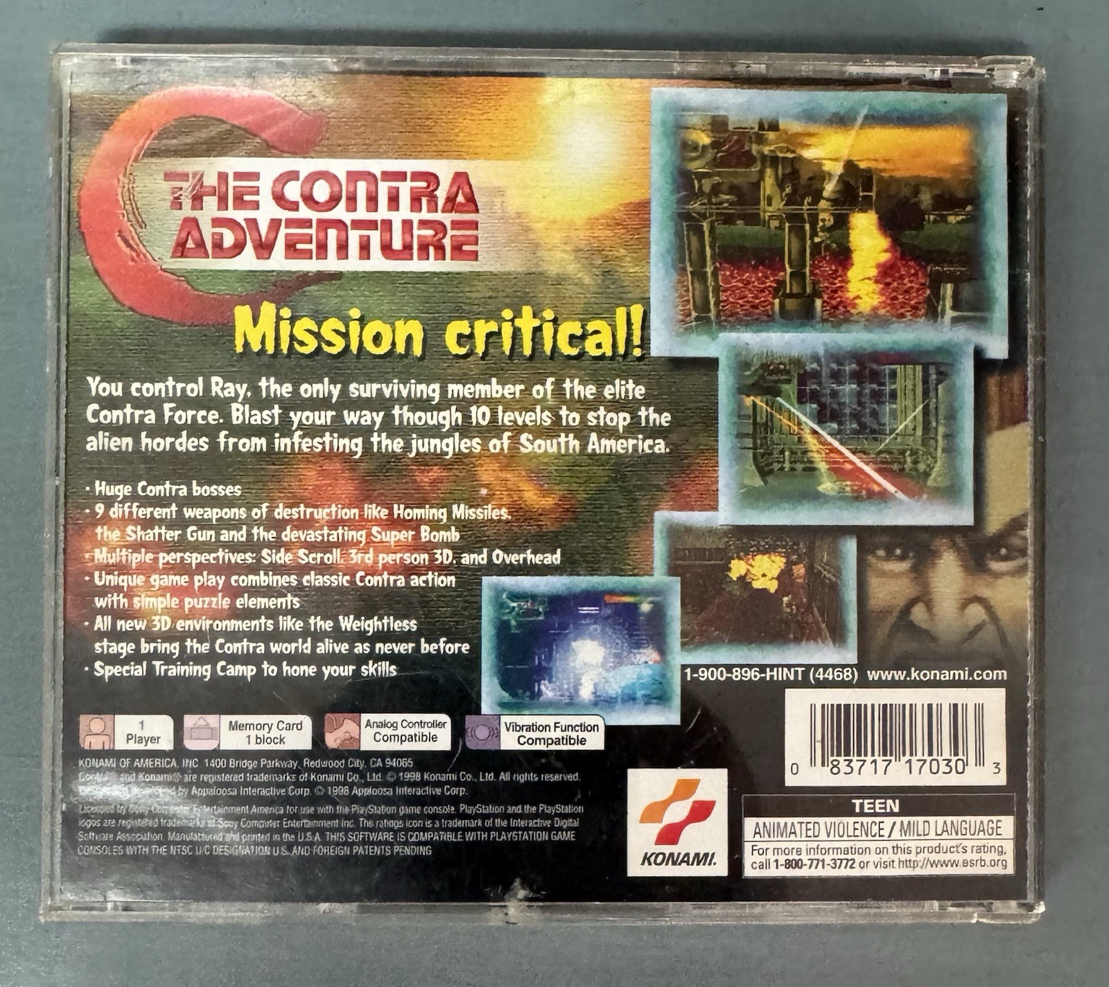 The Contra Adventure Sony PlayStation 1 PS1 Konami Tested Working See Pics