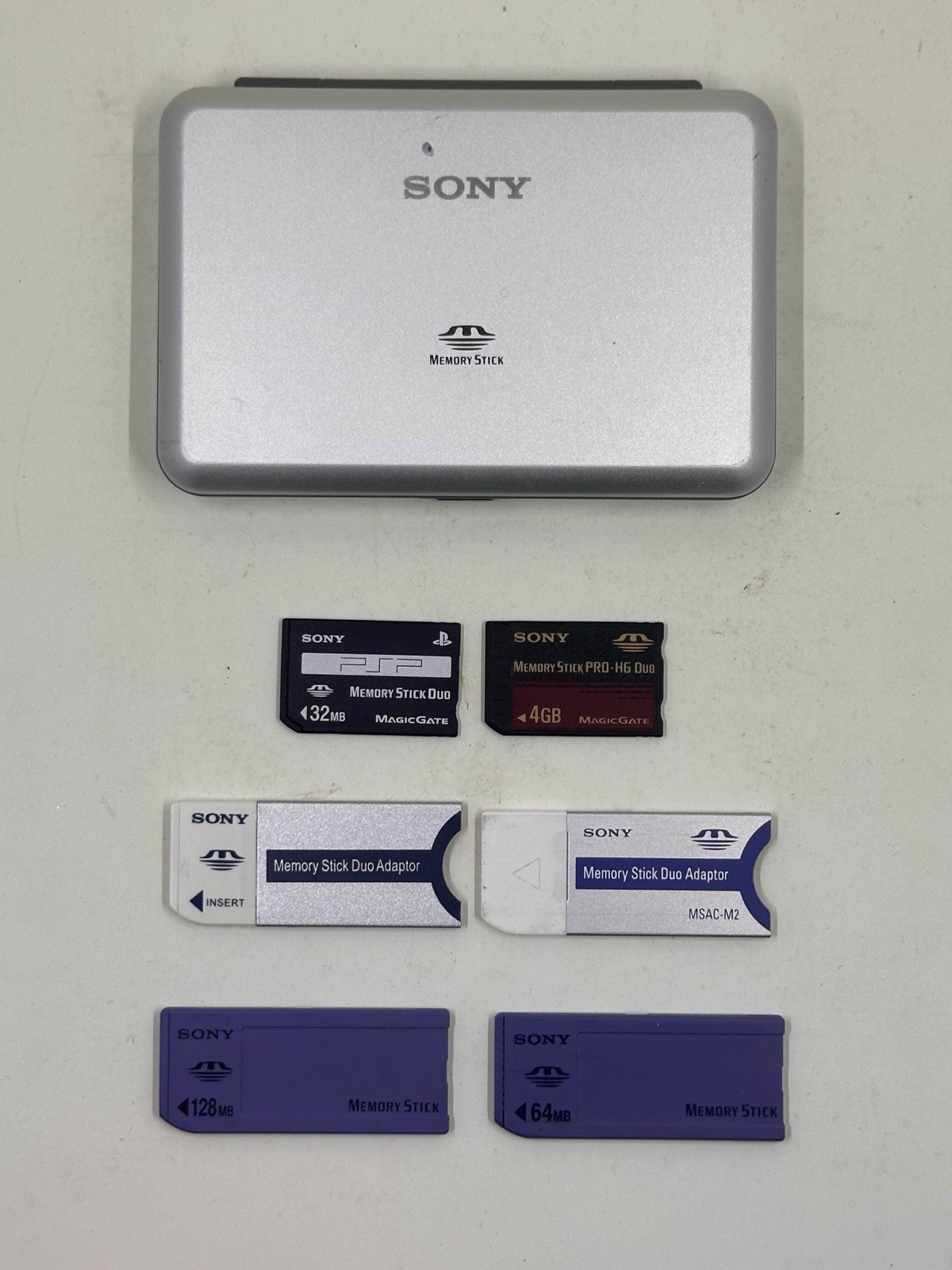 Official Sony Memory Stick Lot PSP 32MB 64MB 128MB 4GB w/ Case & 2 Duo Adaptors