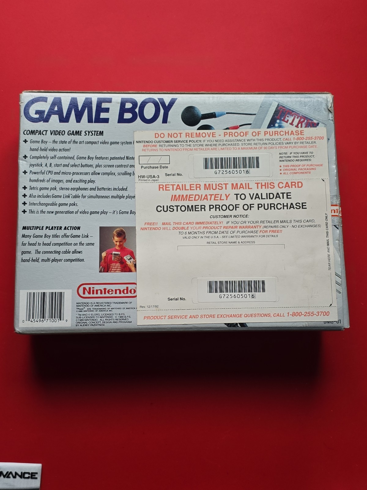 Original Nintendo Game Boy DMG-01 Box Tray Insert Paperwork No Handheld System