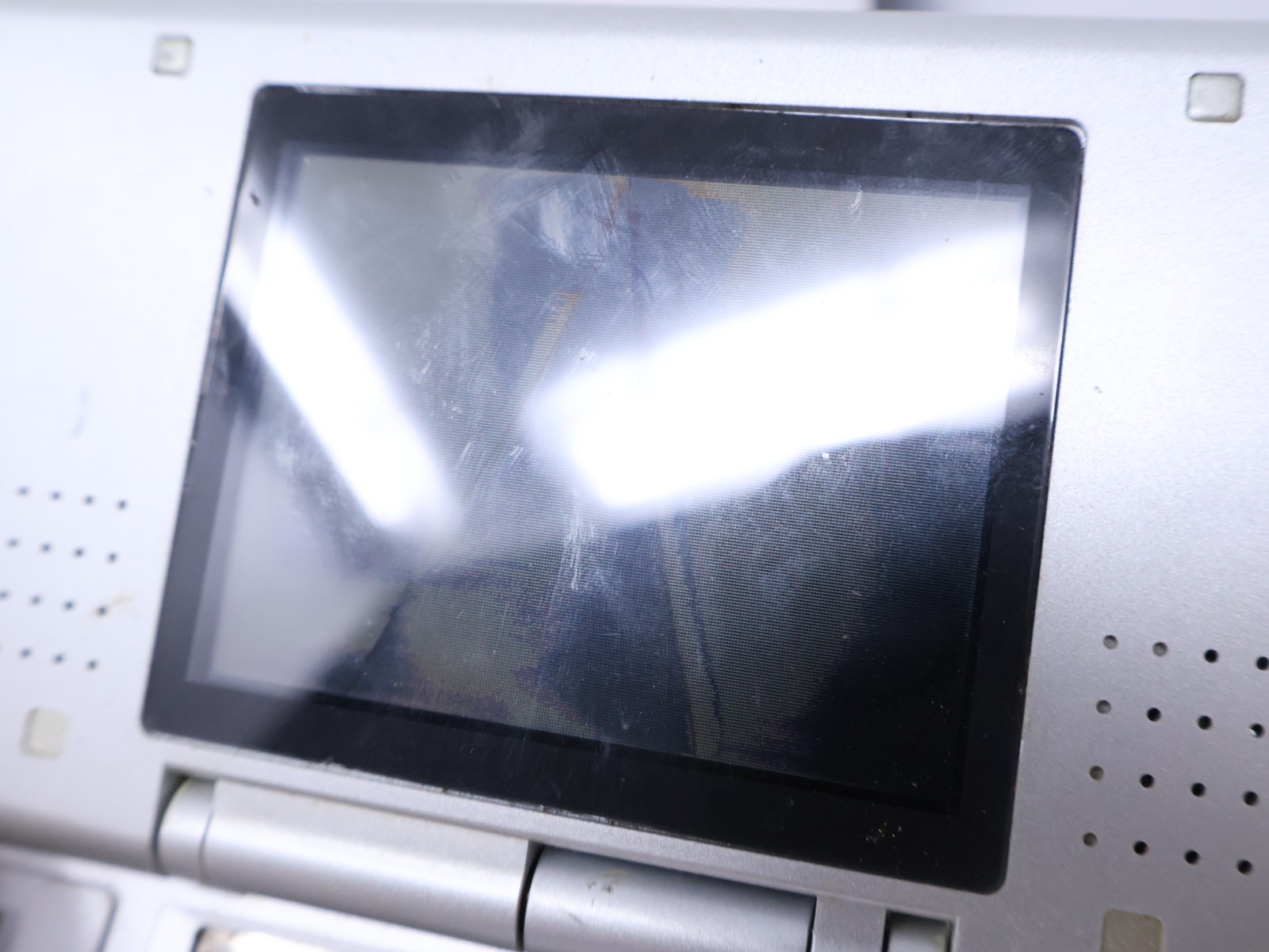 Nintendo DS Titanium Silver For Parts Handheld Console System Good Hinge
