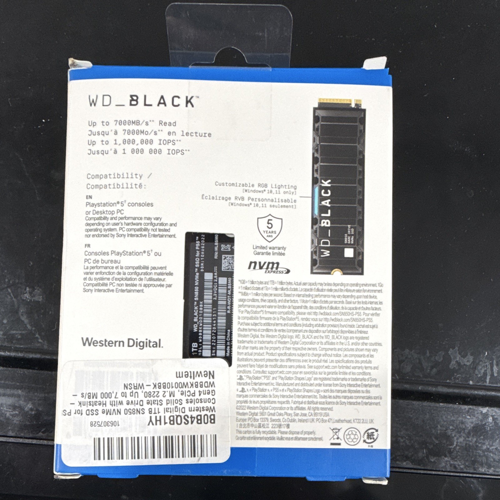 Western Digital WD_BLACK SN850 1TB NVMe M.2 SSD w/ Heatsink for PS5