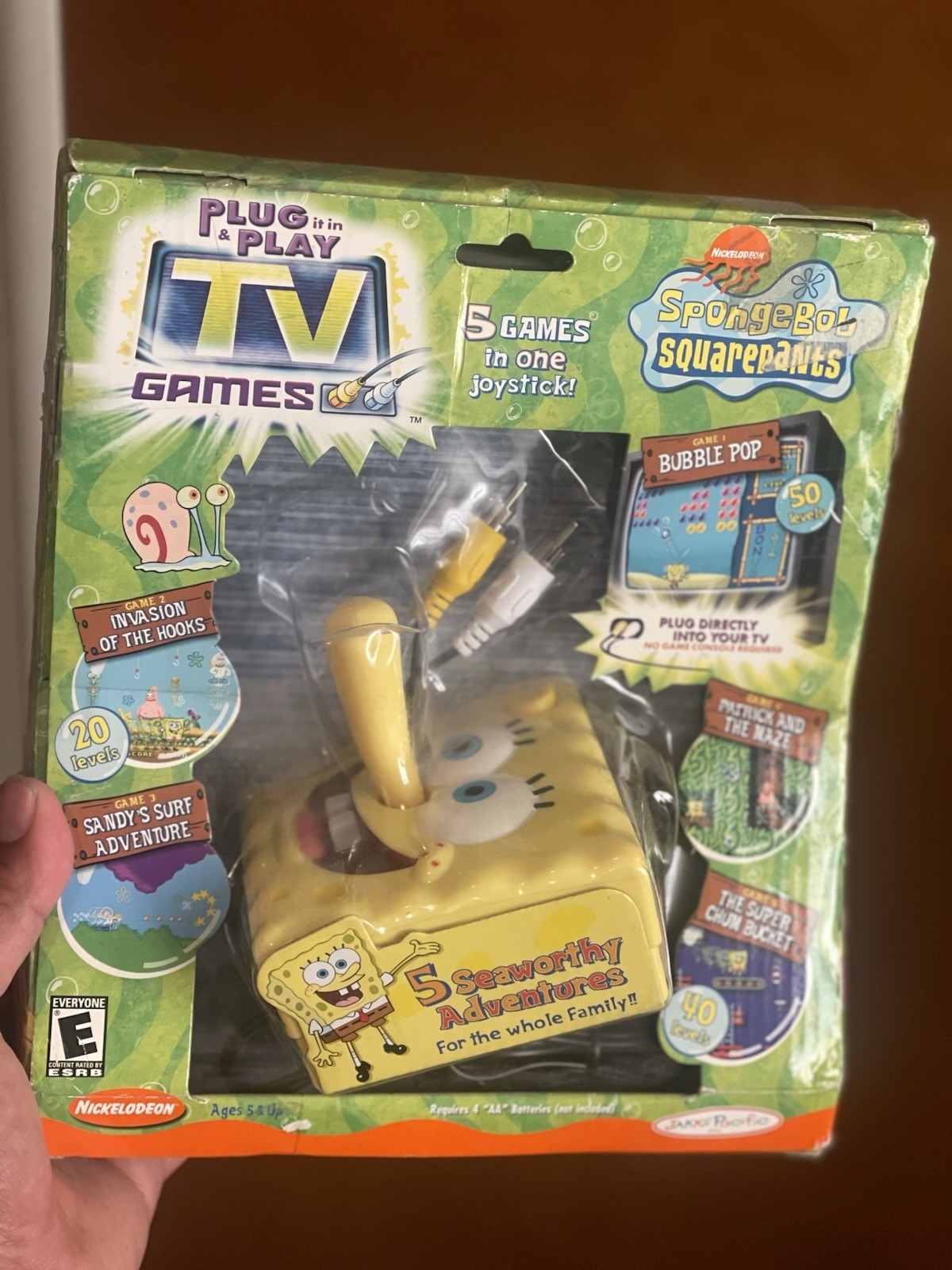 2004-JAKKS PACIFIC-SPONGEBOB SQUAREPANTS-PLUG & PLAY- 5-IN-1-TV GAMES-NEW