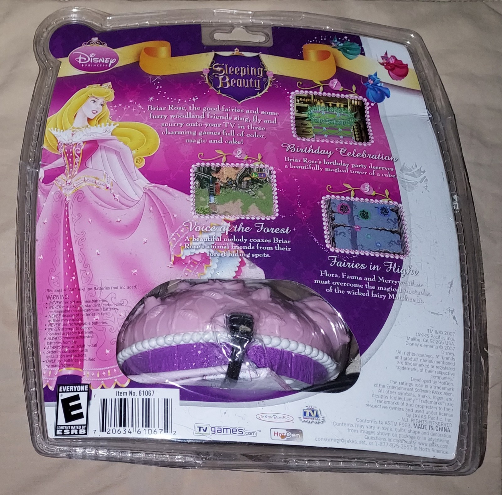 2007 VINTAGE DISNEY PRINCESS SLEEPING BEAUTY JAKKS PACIFIC PLUG & PLAY TV GAME