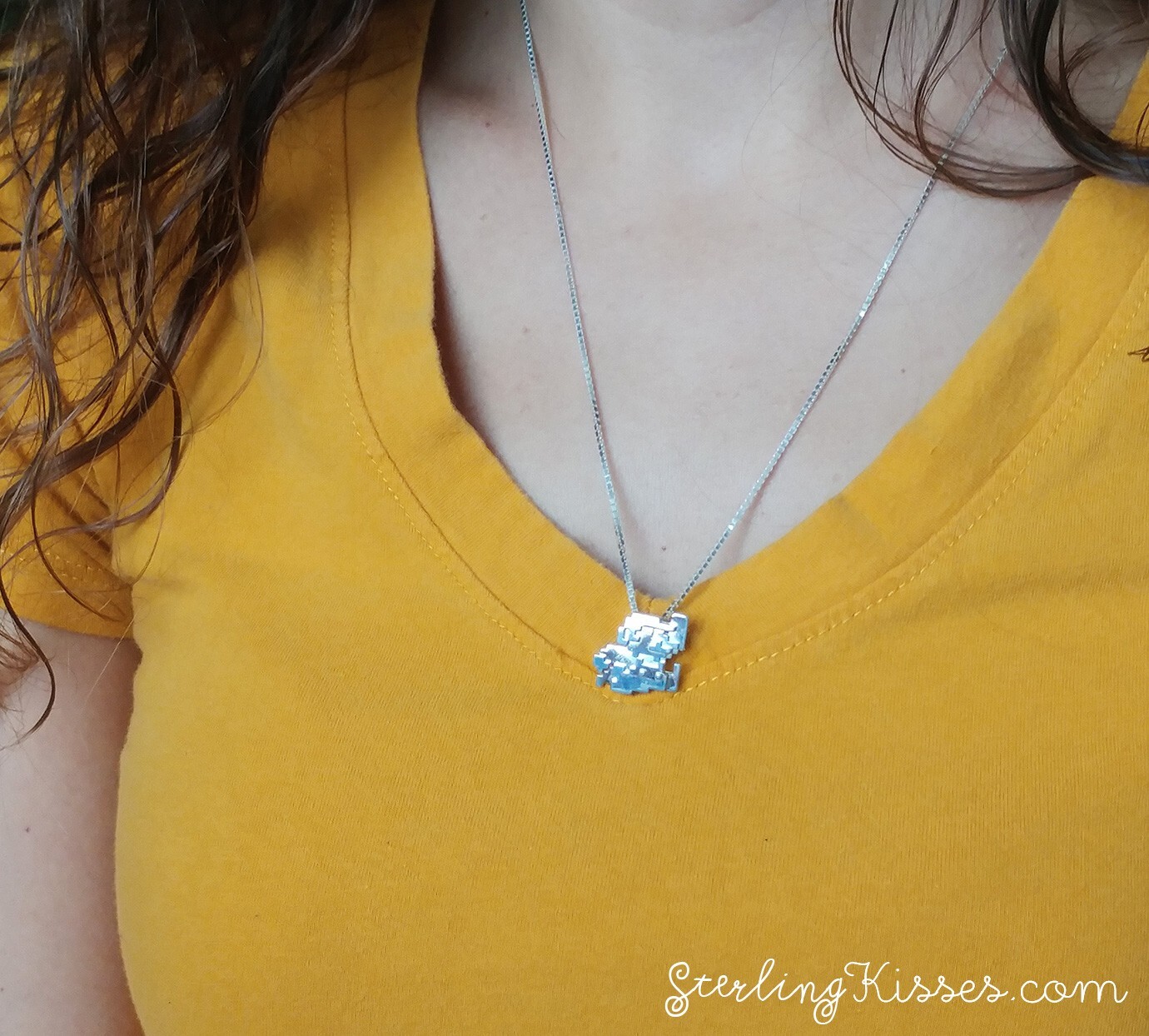 Sterling Silver Mario Pendant retro 8-bit gamer jewelry necklace