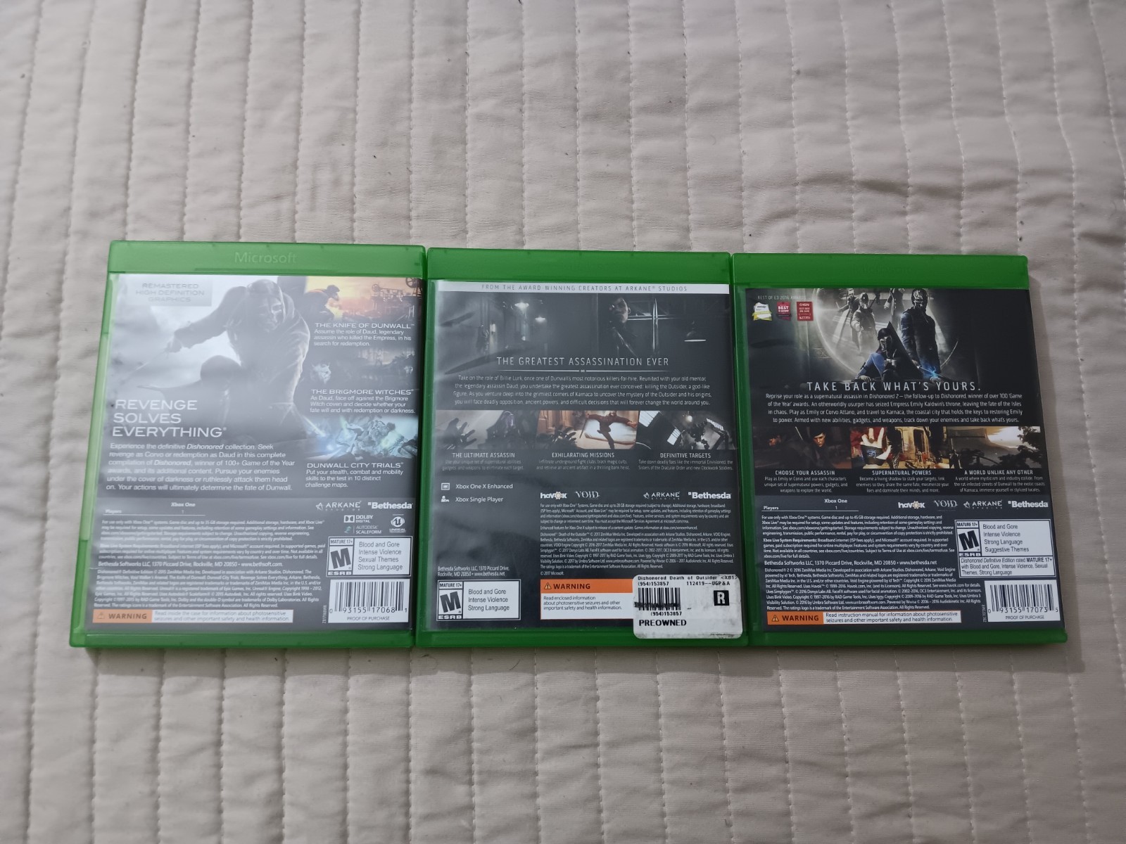 Dishonored Games (Xbox One) Dishonored/Dishonored 2/Dishonored Death of Outsider