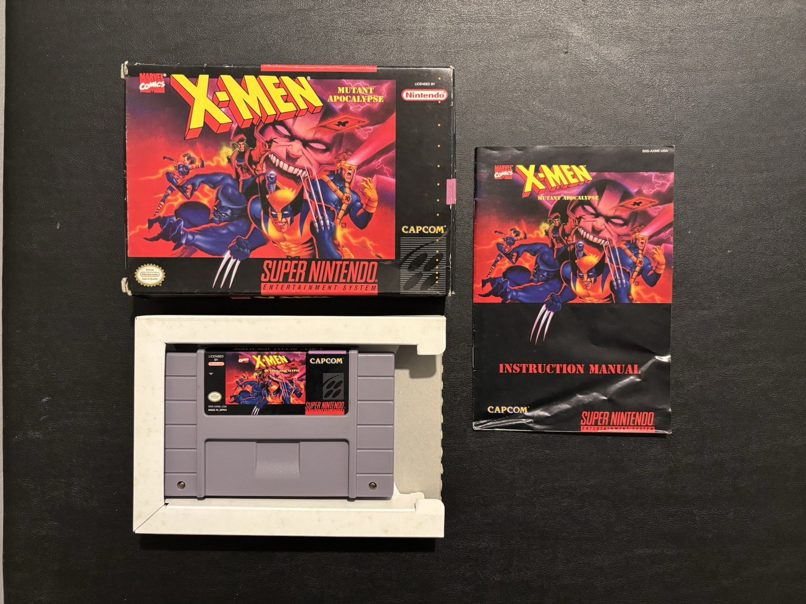 X-Men: Mutant Apocalypse (SNES Super Nintendo 1994) Box Manual & Cart Authentic