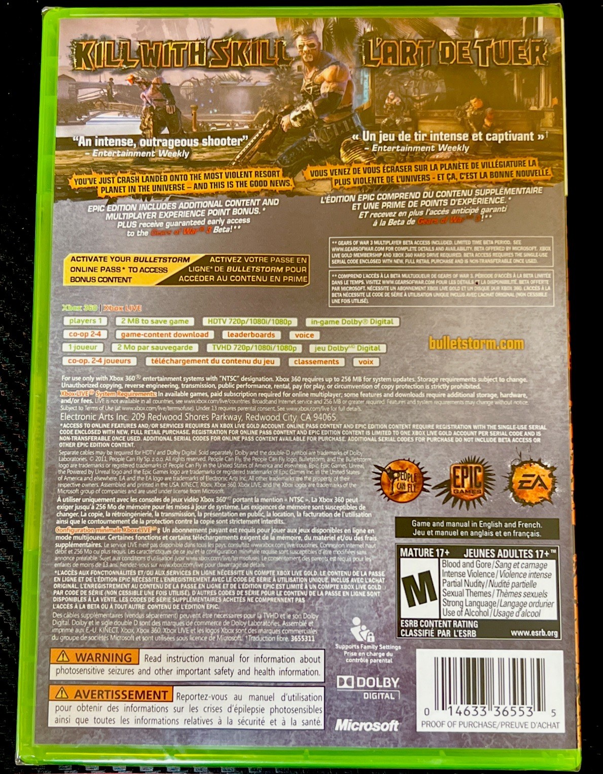 Bulletstorm Epic Edition Xbox 360 BRAND NEW & FACTORY SEALED