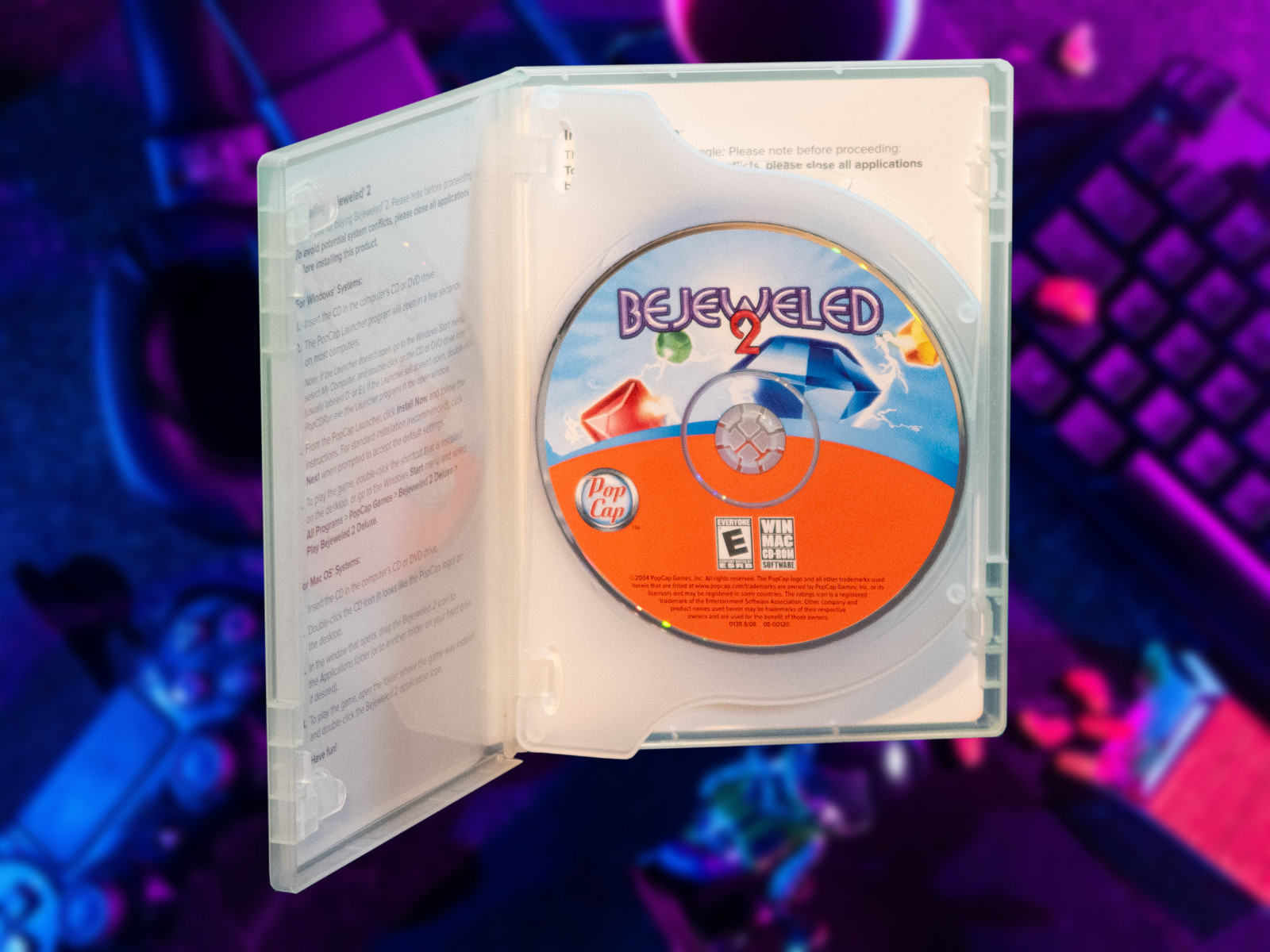 PopCap Bejeweled 2 With Peggle Game CD-ROM for PC/Mac
