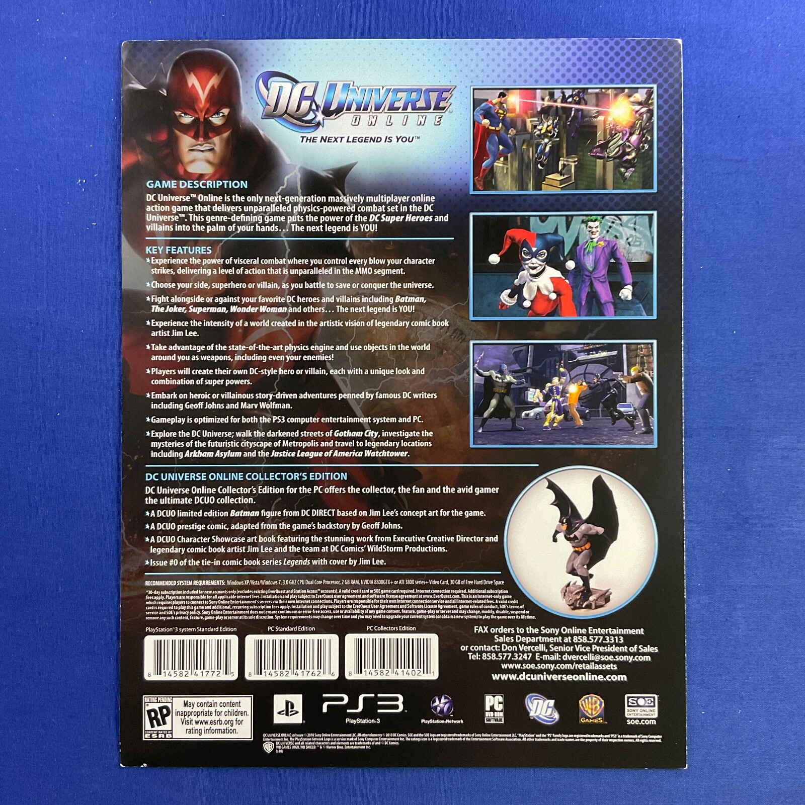 DC Universe Online Pre-Release Sales Sheet 2010 DC Comics Video Game Promo