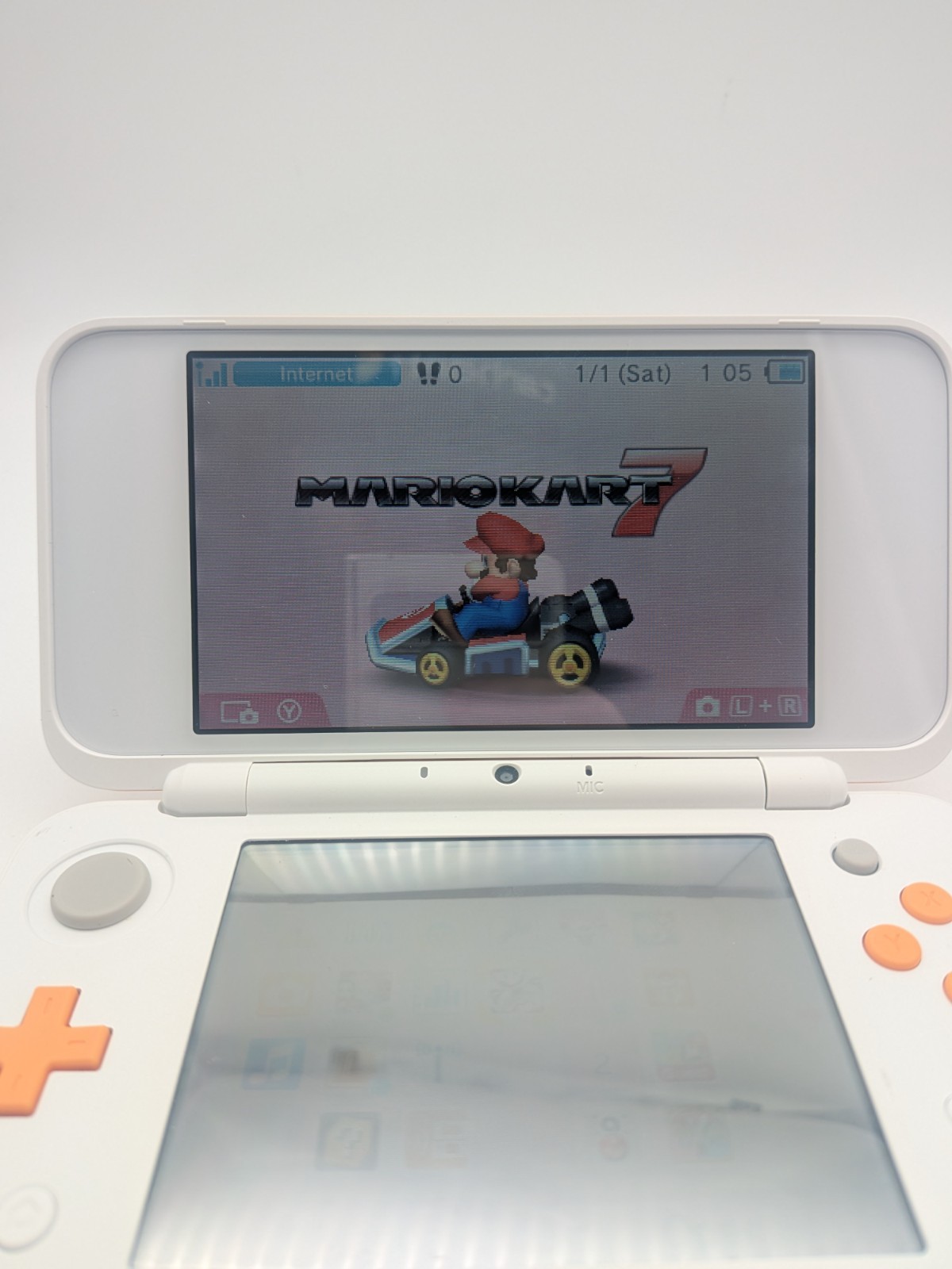 Nintendo 2DS XL Handheld Game Console JAN-001 White Orange Mario Kart Installed