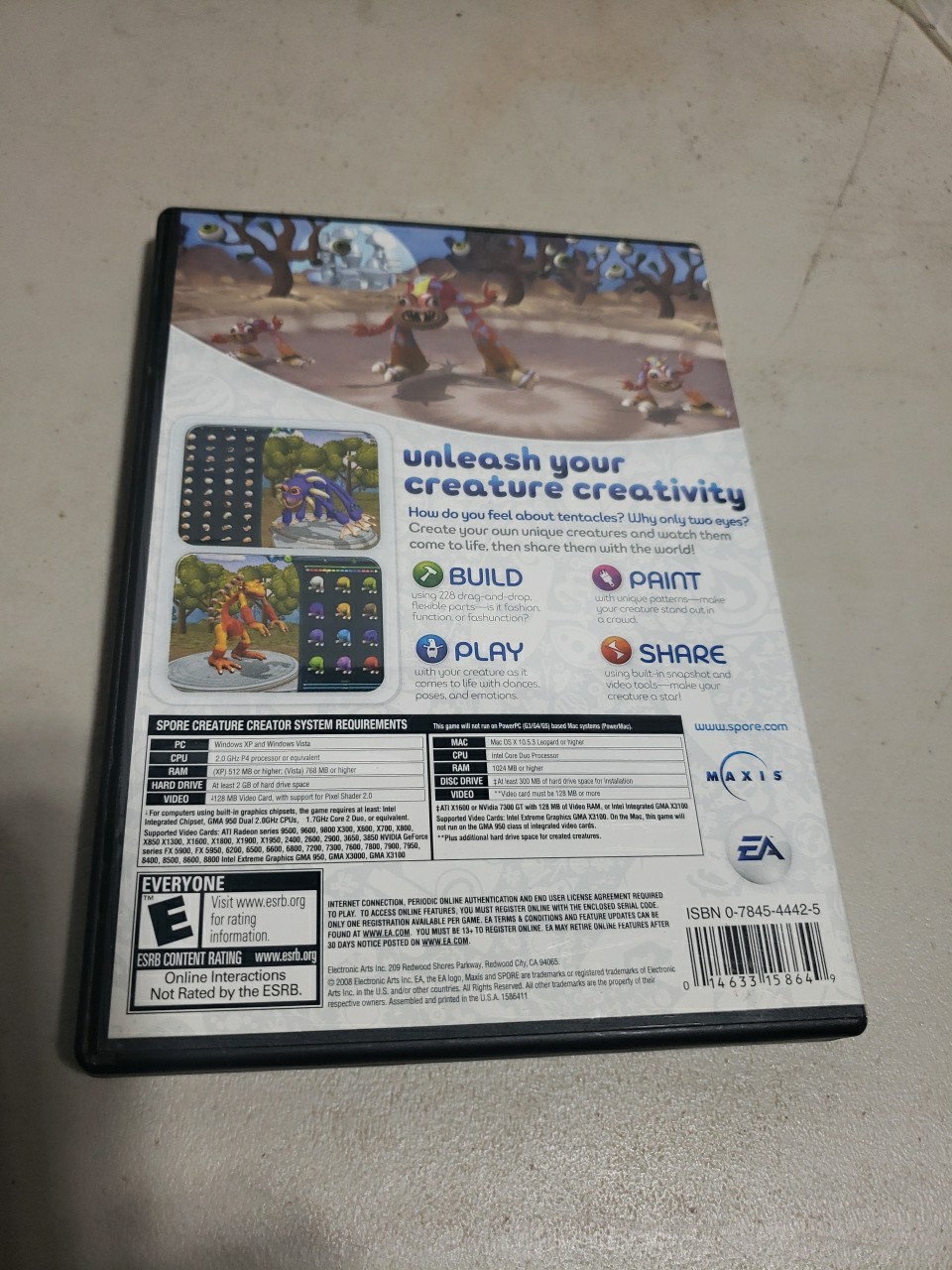 Spore Creature Creator (Windows/Mac, 2008) CIB – WITH MANUAL – CD ROM