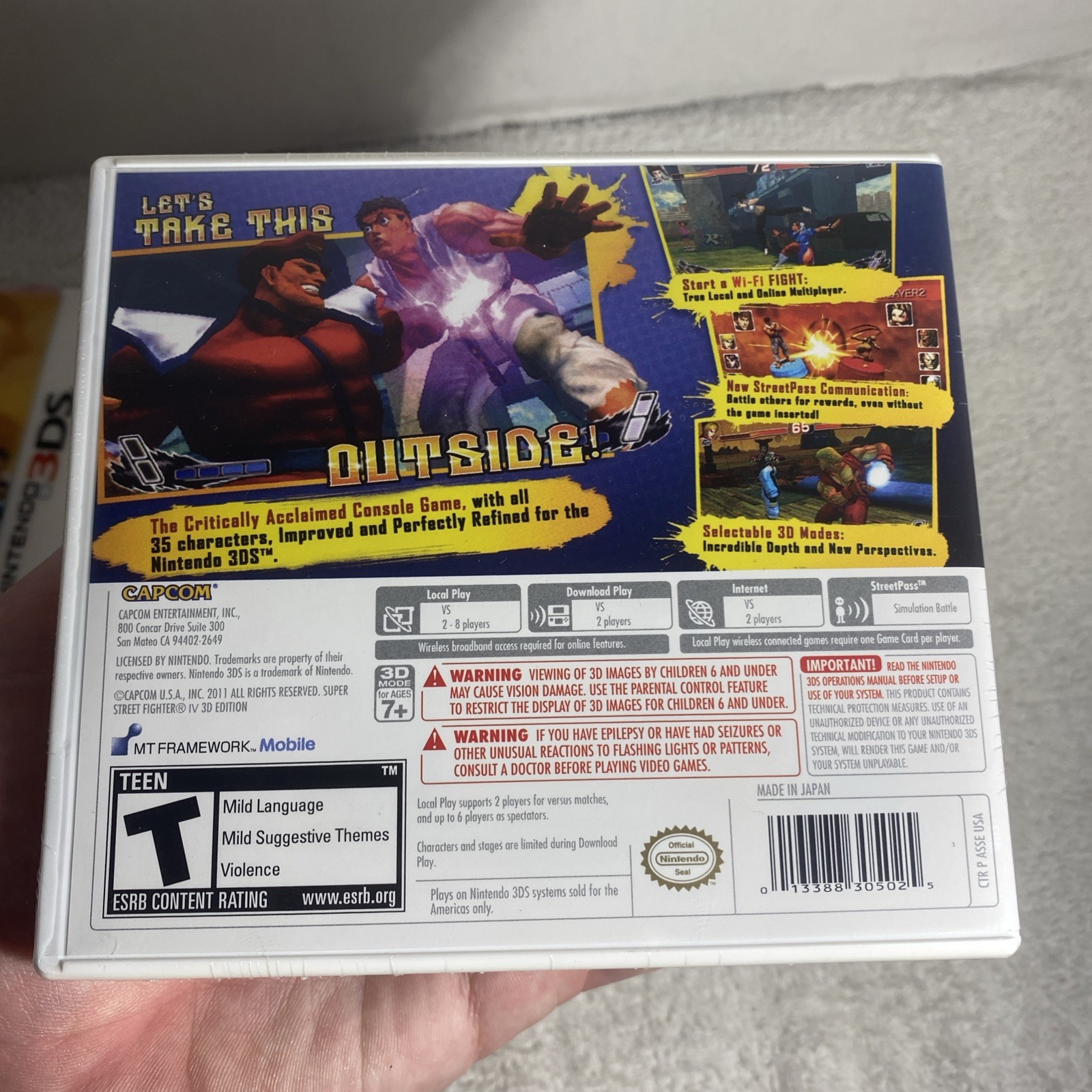 Super Street Fighter IV 3D Edition Nintendo 3DS Lenticular Slipcover New Sealed