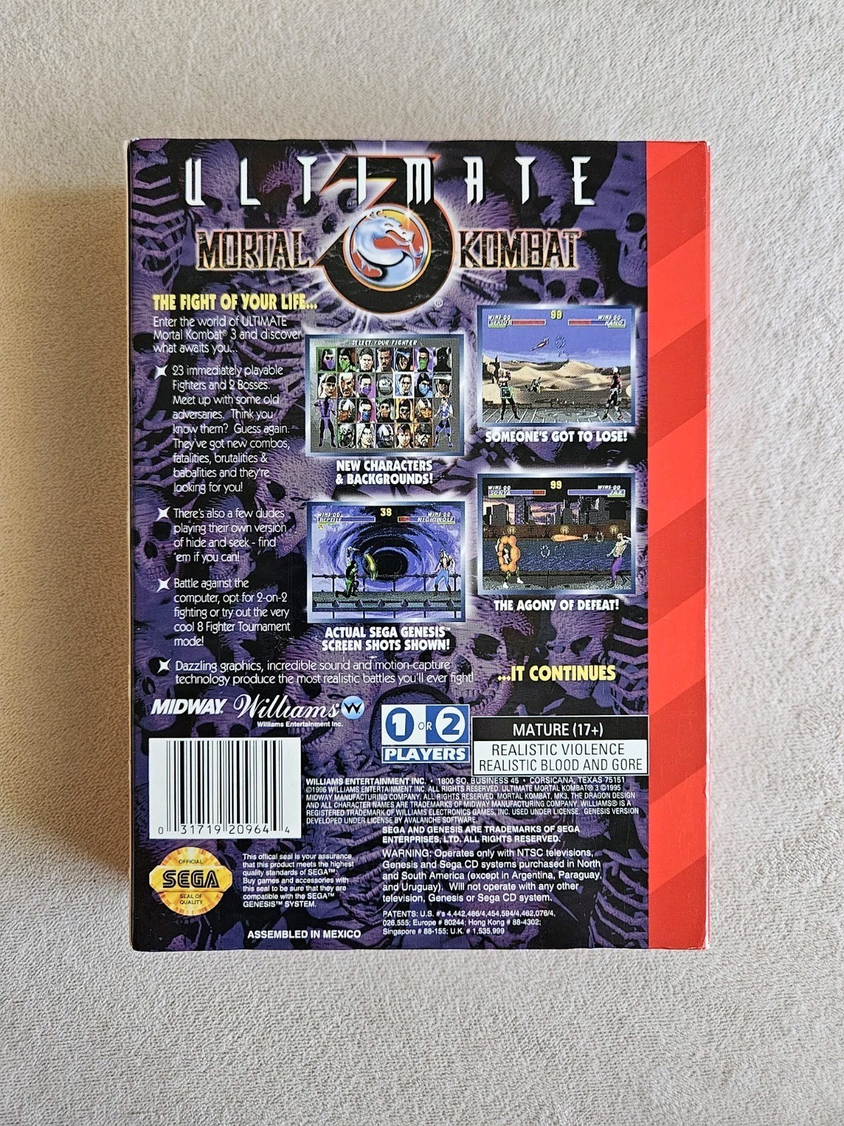 ULTIMATE MORTAL KOMBAT 3 SEGA GENESIS 100% COMPLETE IN BOX W/ POSTER & REG